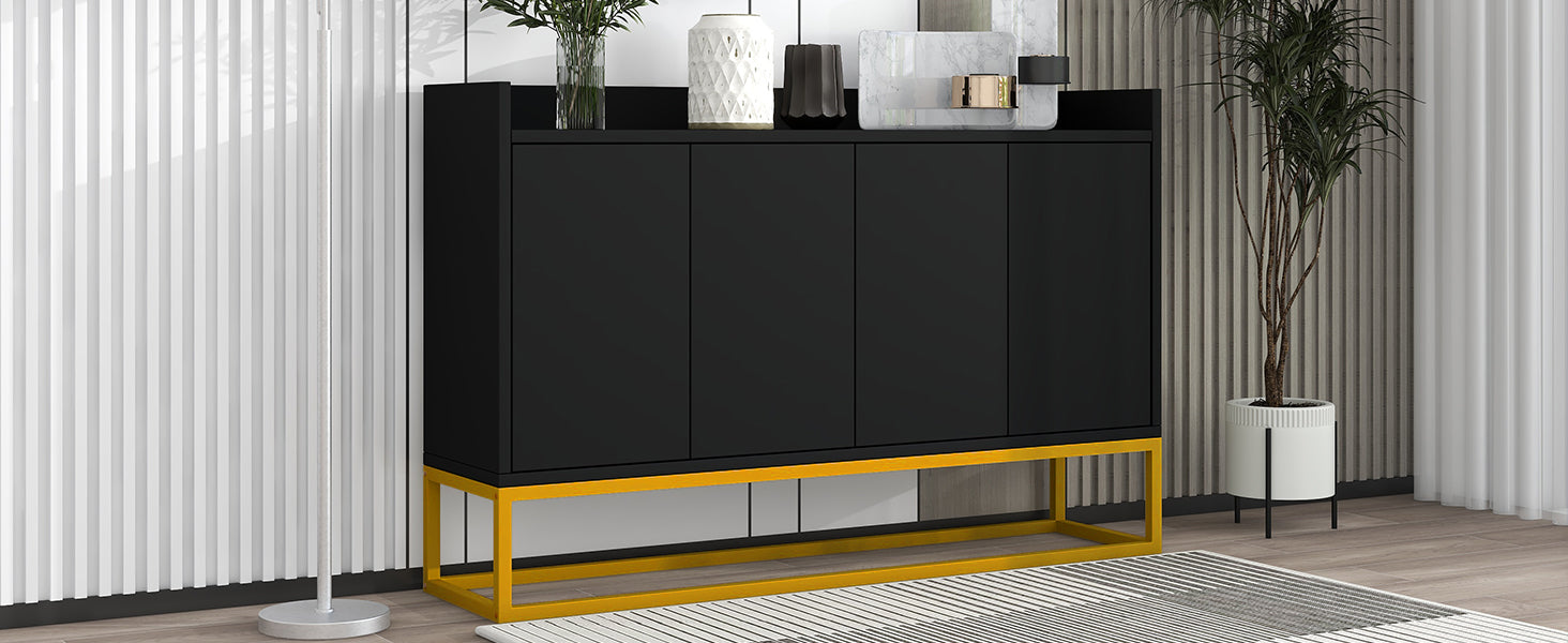 Logidon Modern Dressoir Zwart 4 Deurs Greeploos 120 x 30 x 80 cm