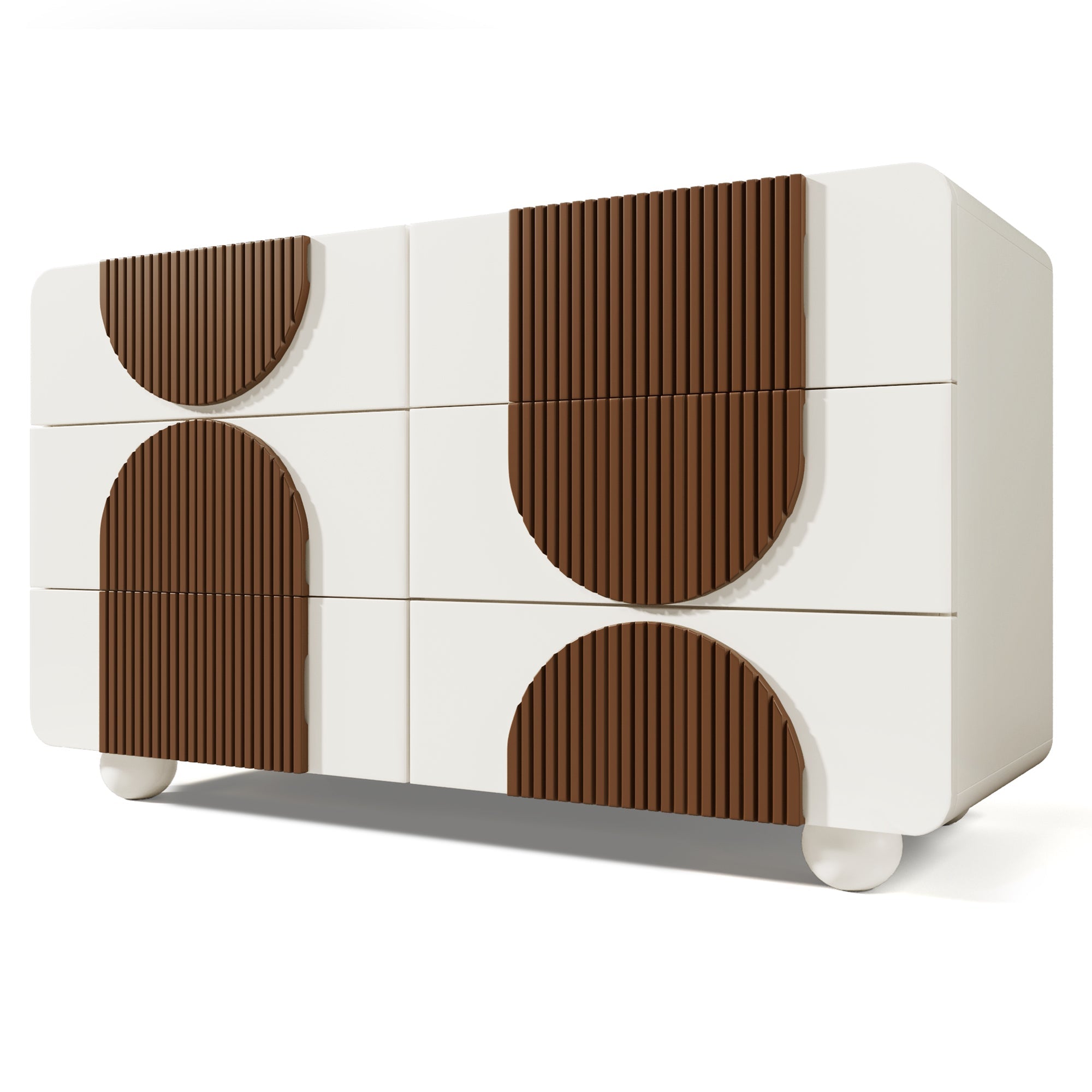 Logidon ladekast 6 lades wit bruin houten latten 121x71x41 cm