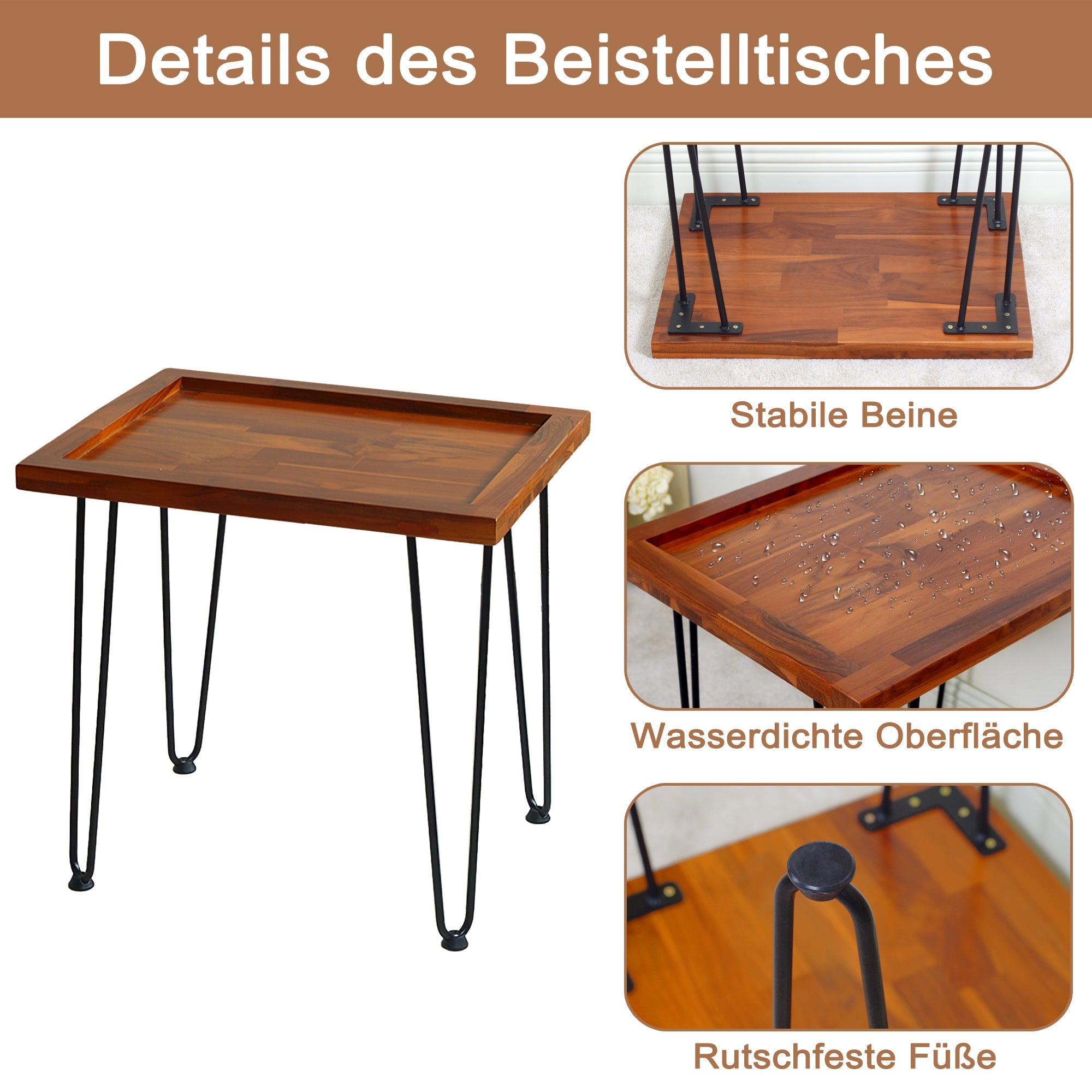 Logidon Grote mahoniehouten theetafel met bladpatroon en metalen poten