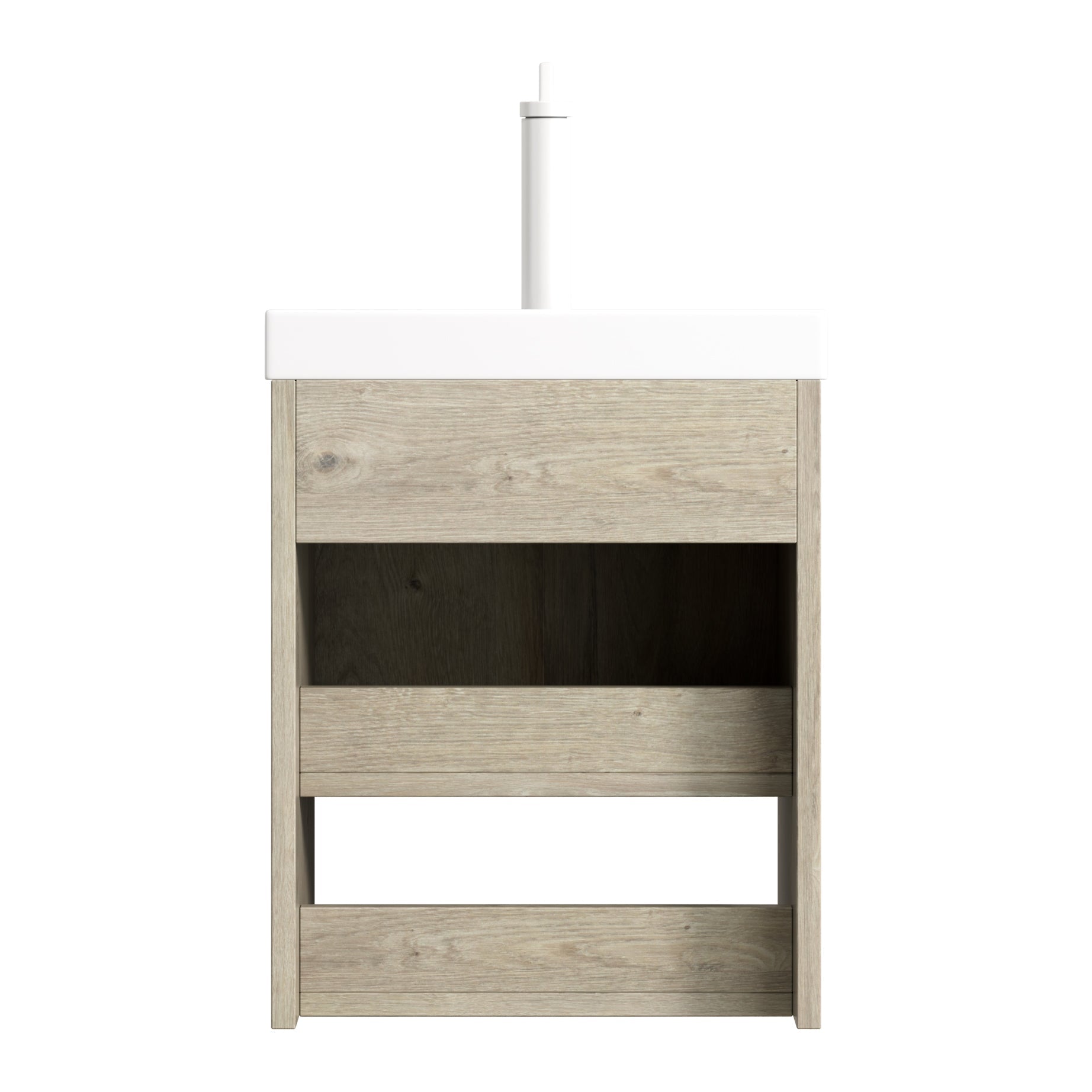 Logidon 42 cm wandgemonteerde badkamermeubel witte keramische wastafel
