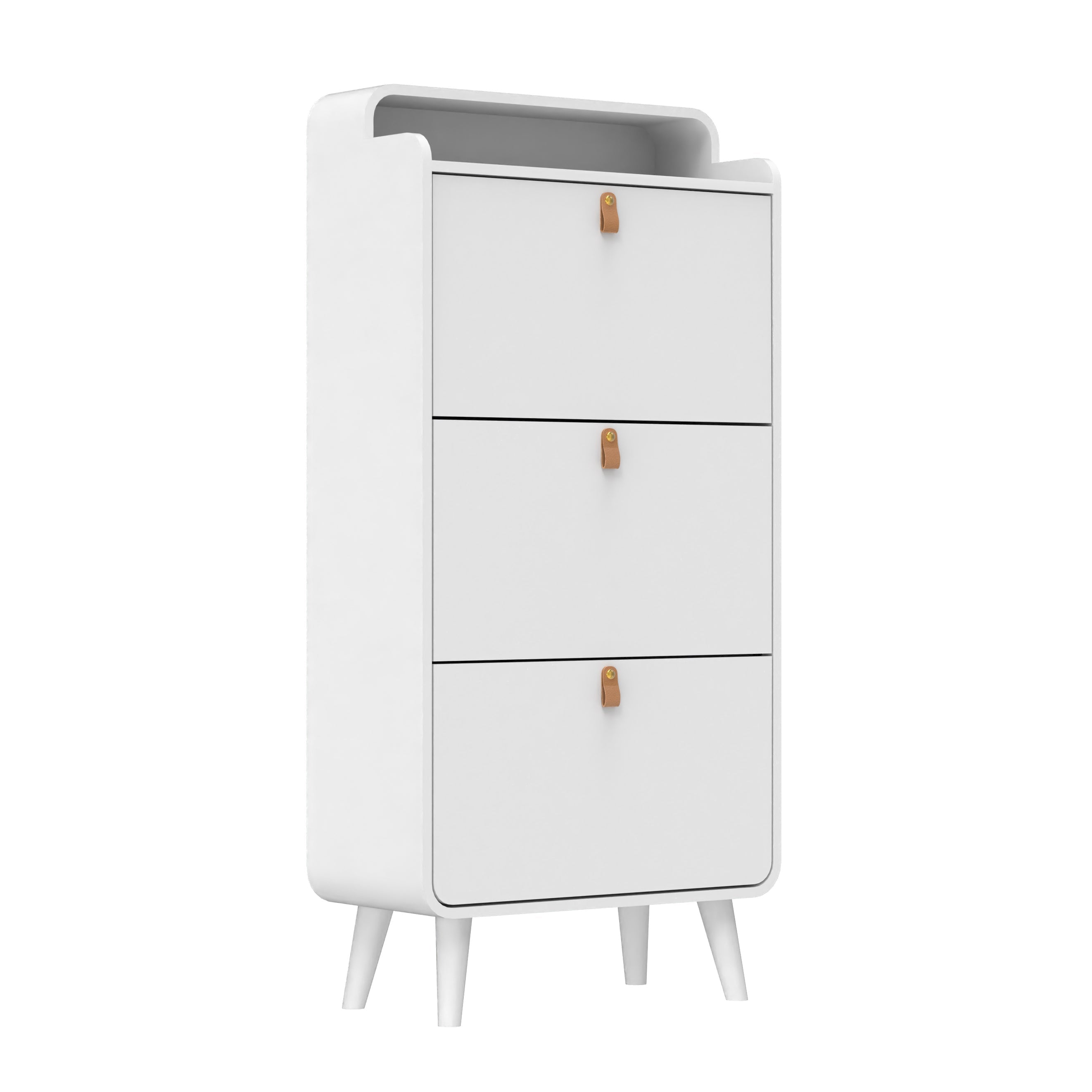 Logidon shoe storage cabinet with 3 tilting compartments white