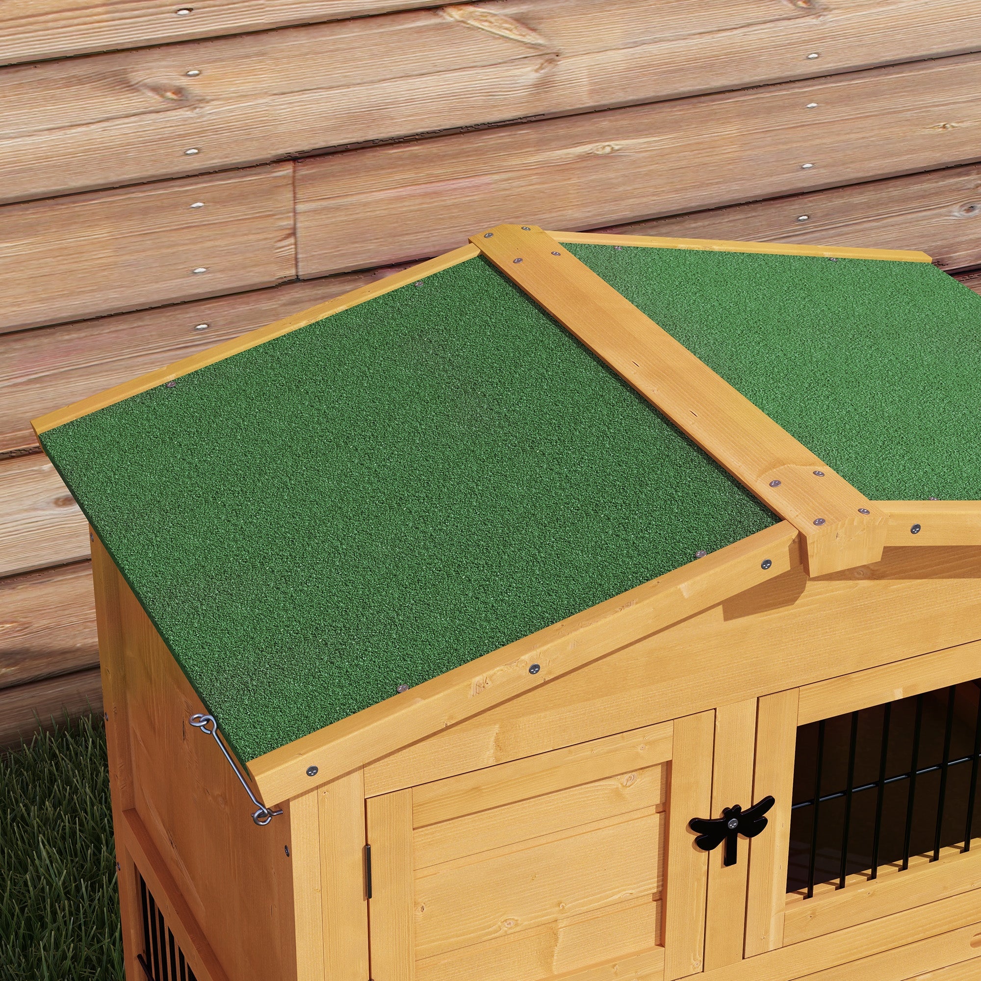 Logidon konijnenhok geel 2-laags houten wintervast 150x52x68 cm
