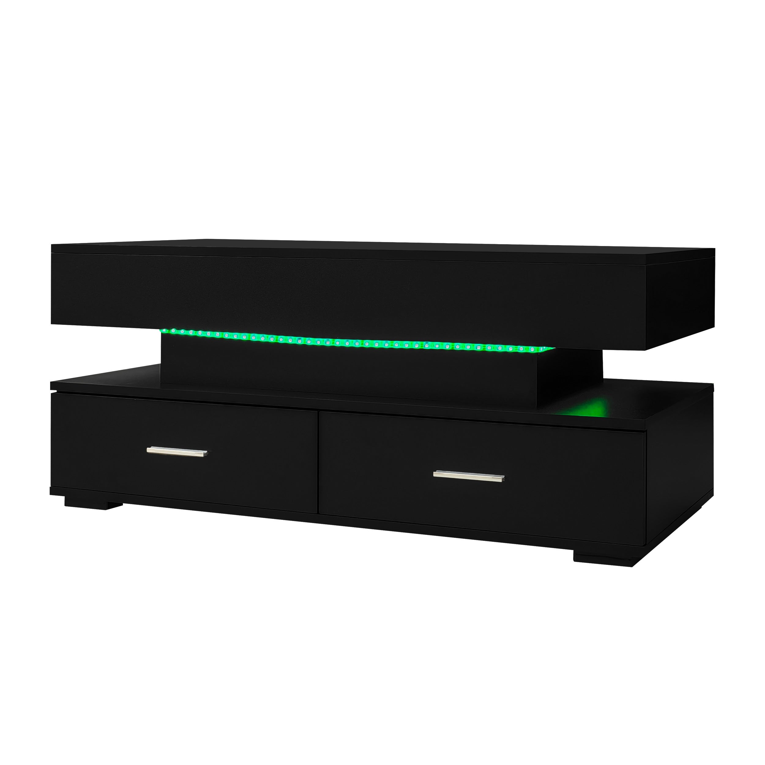 Logidon Verstelbare Salontafel 100x50x44 cm Zwart LED Verlichting