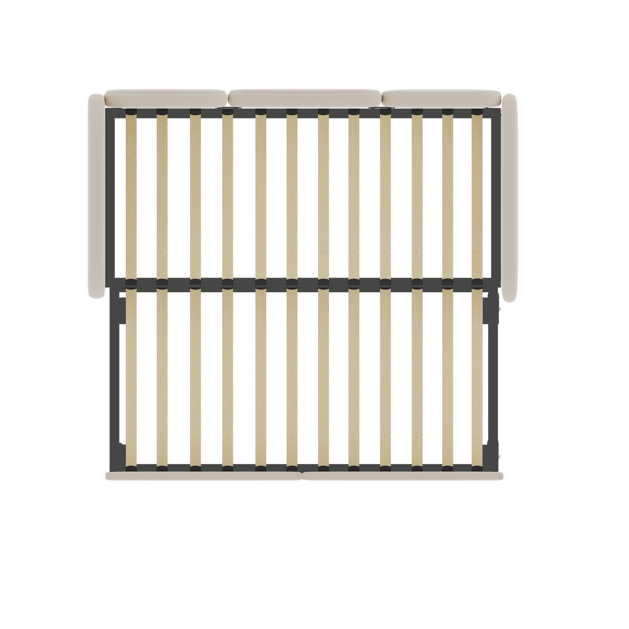 Logidon 2-persoonsbed, gestoffeerd met lades fluweelbeige