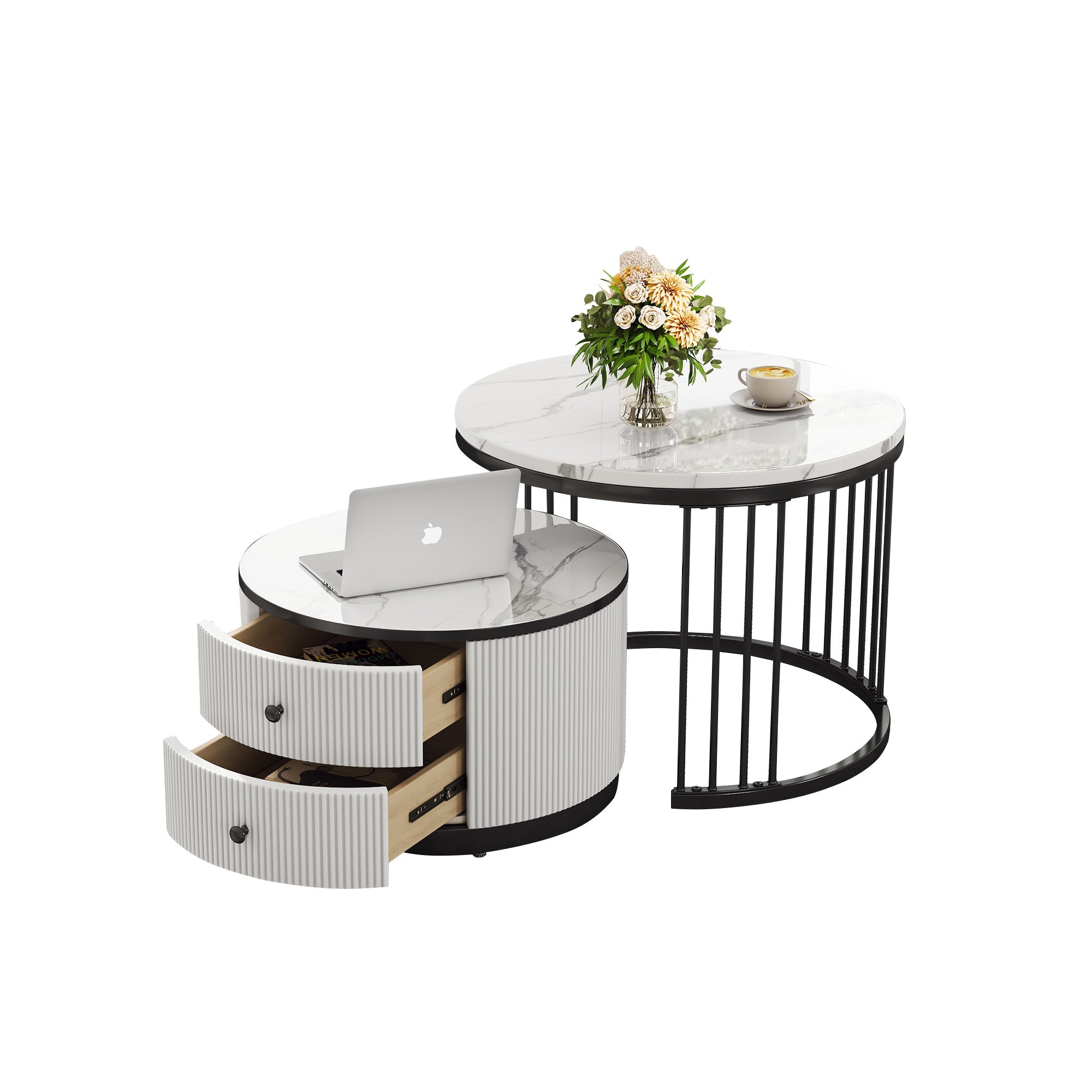 Logidon Elegante salontafelset in nestvorm wit 60x60 en 50x50