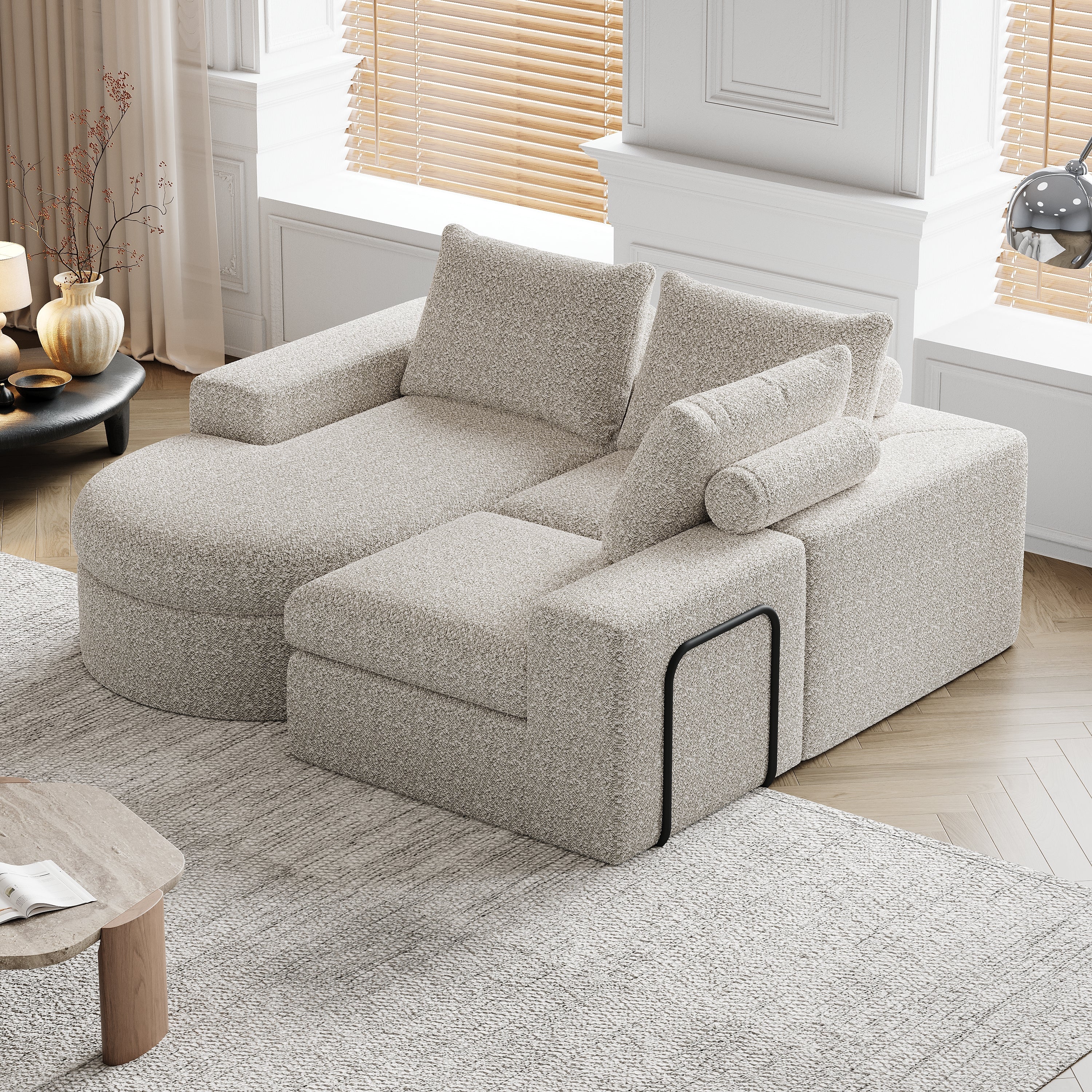 Logidon Modulair Chenille Sofa 3-zits Hoekbank Ligstoel Beige