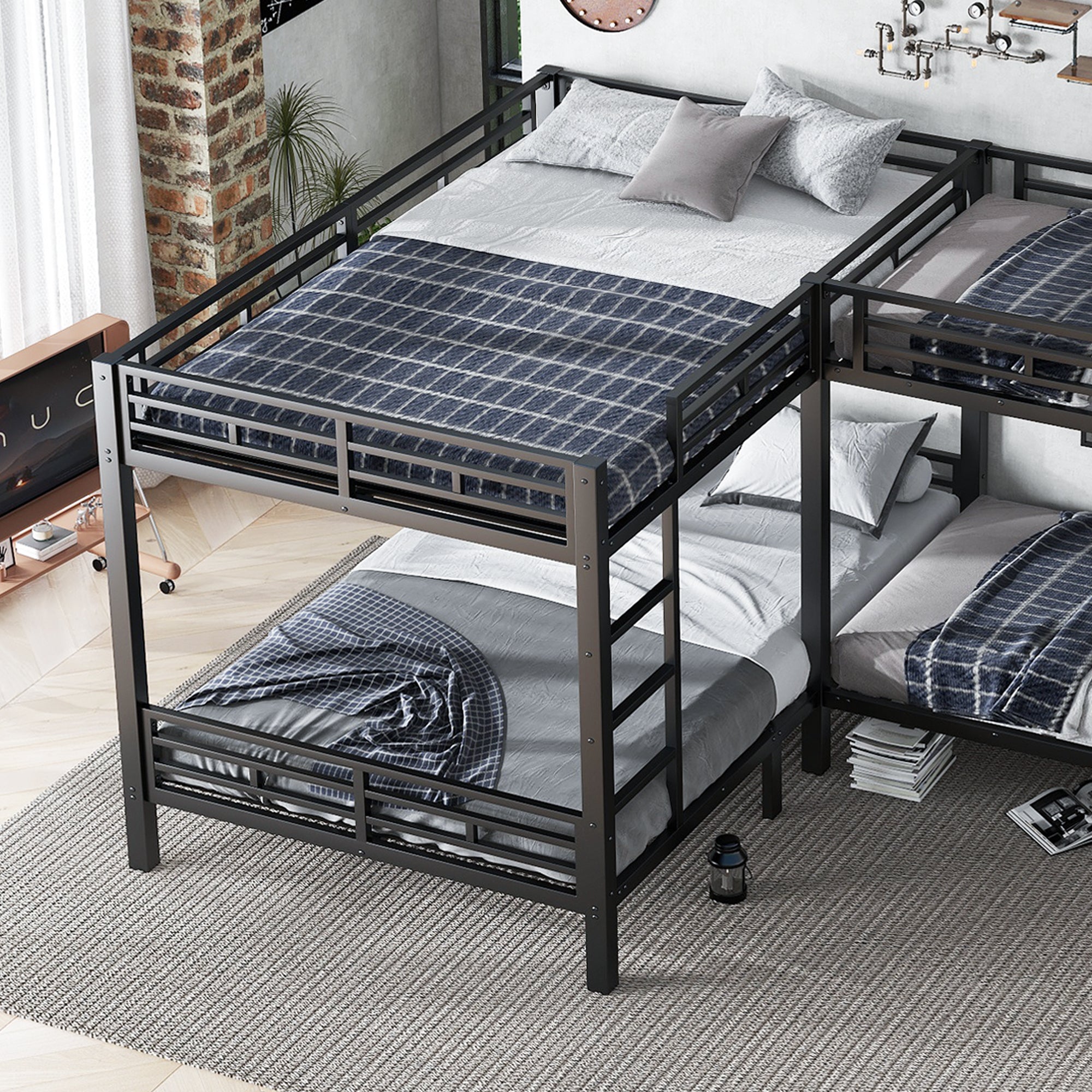Logidon Stapelbed Metaal Zwart 90x200/140x200 Drietrapsladder