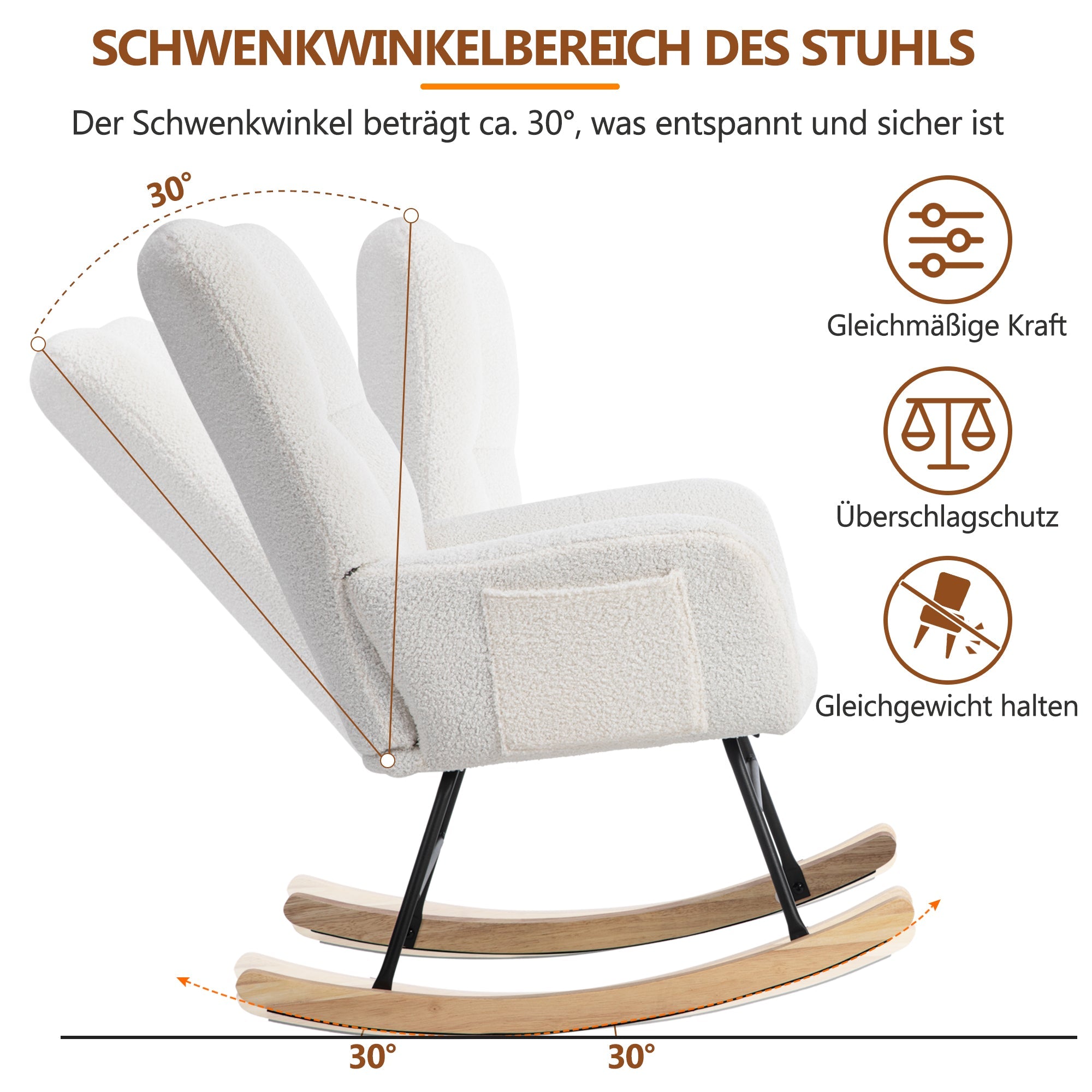 Logidon Ergonomische Witte Schommelstoel Met Voetenbank Hoogte 92 cm