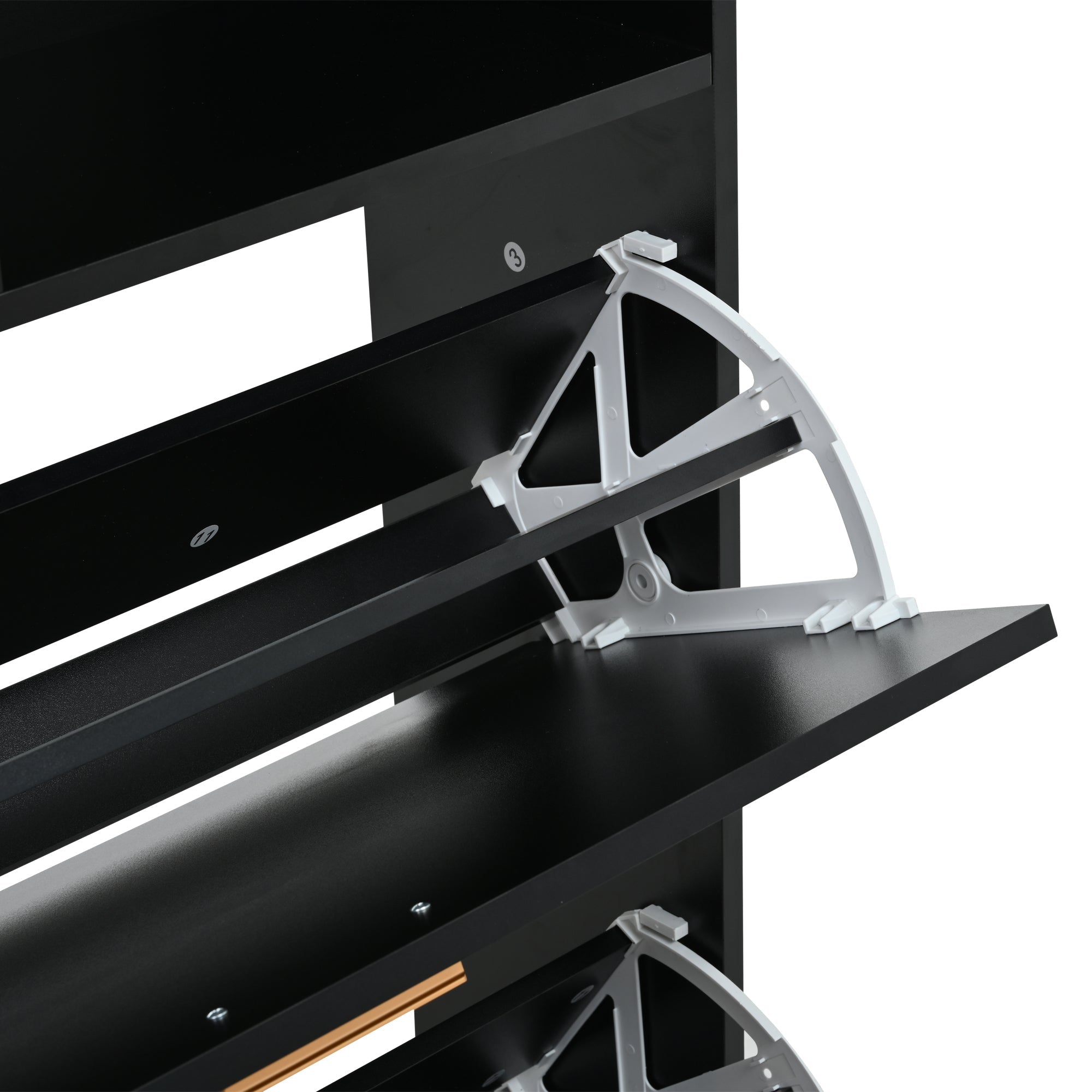 Logidon shoe cabinet 80x25x117 cm black with folding doors and four shoe shelves