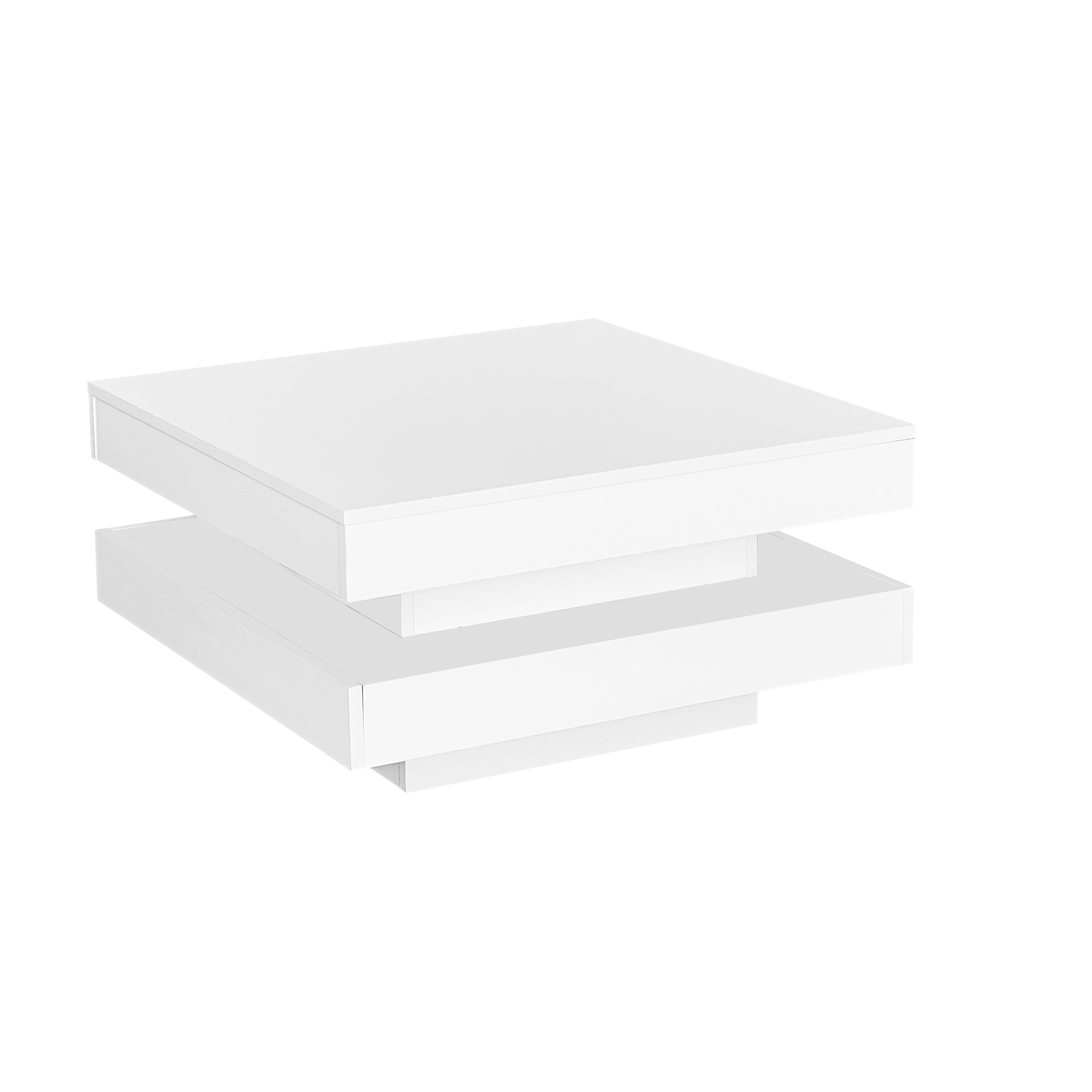 Logidon witte hoogglans salontafel 70x70x36 cm met draaiplaat en 16-kleuren LED
