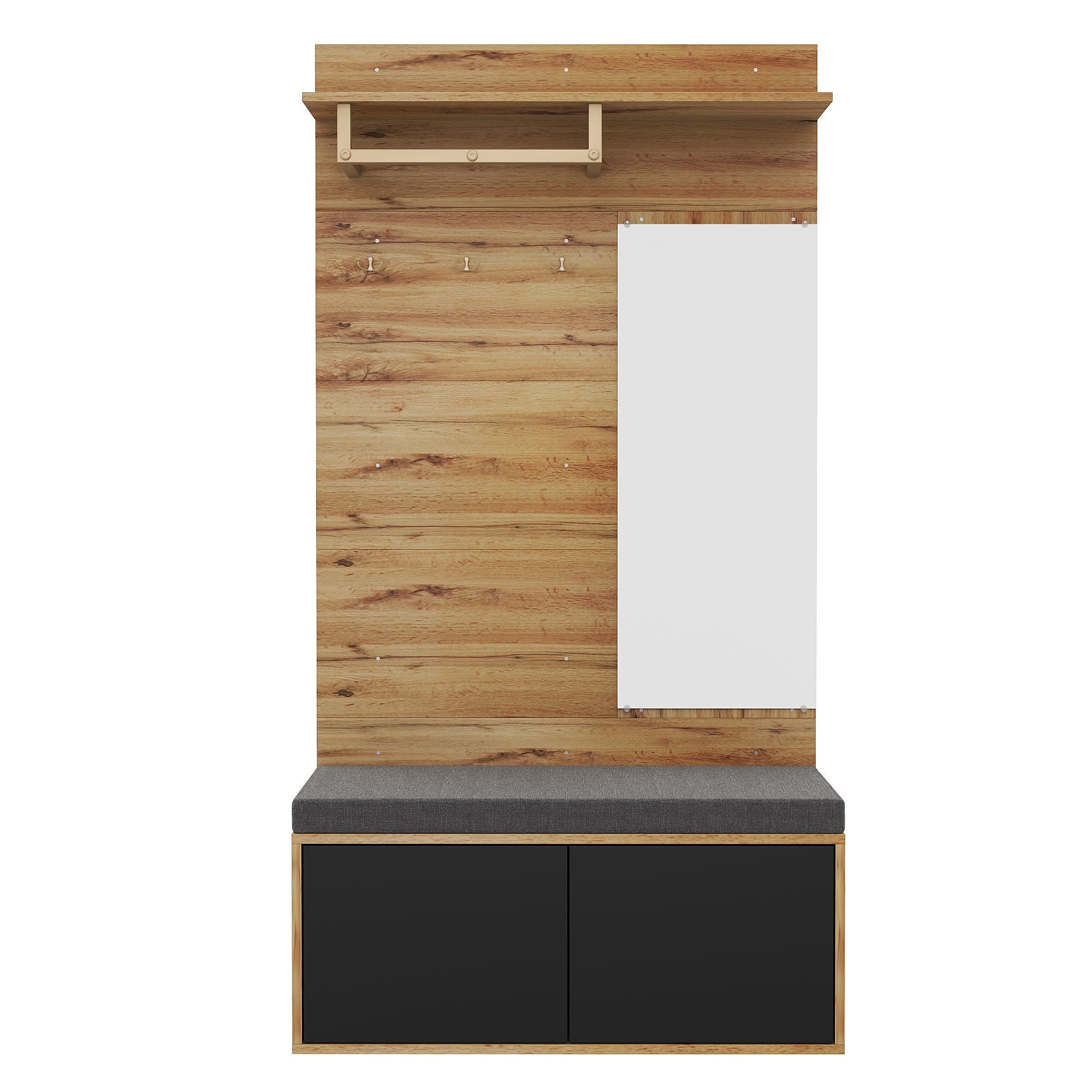 Logidon Kledingkastset Compacte kledingkast met spiegel Zwart 100x38x190