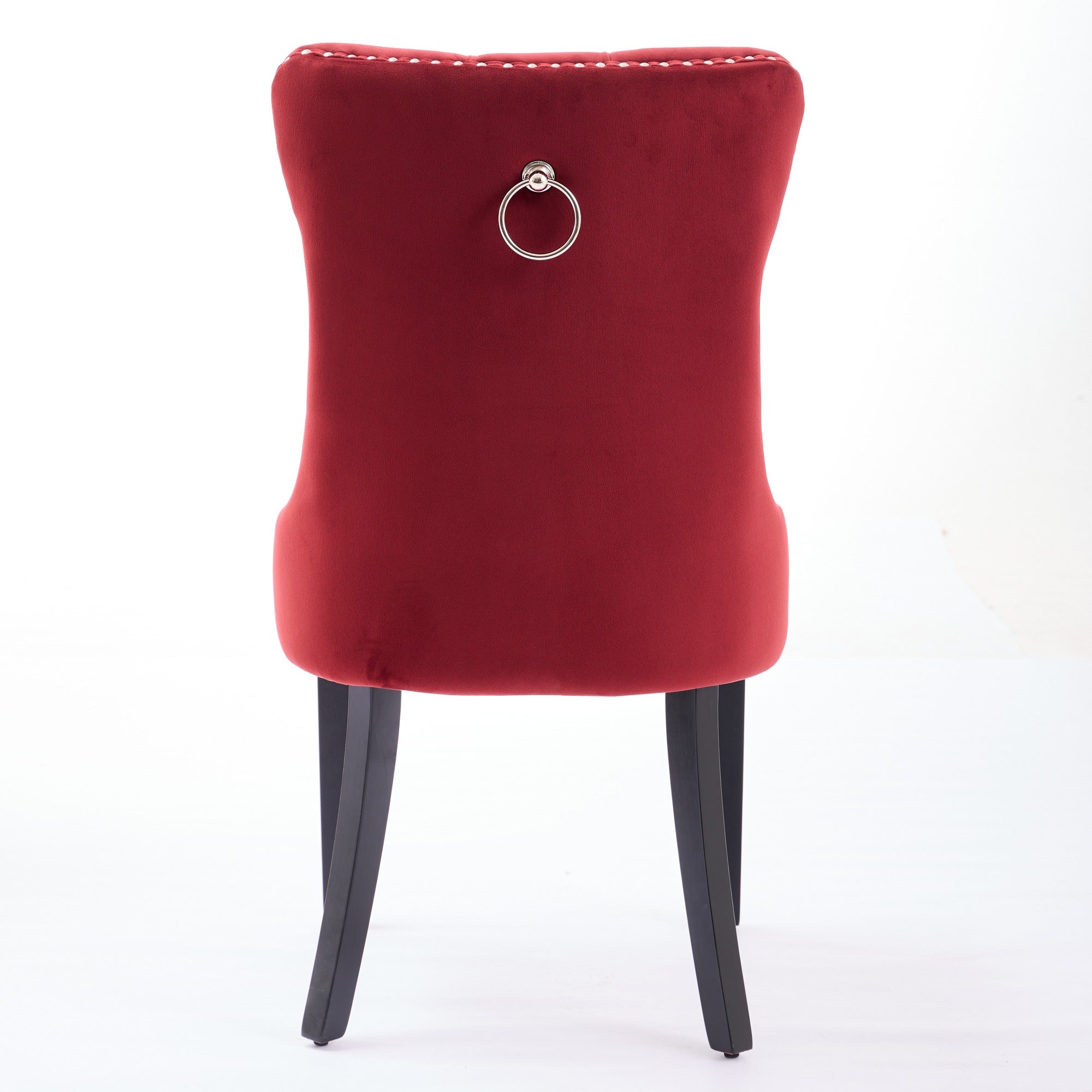 Logidon Velvet Dining Chair Set 2 Burgundy Nail Trim