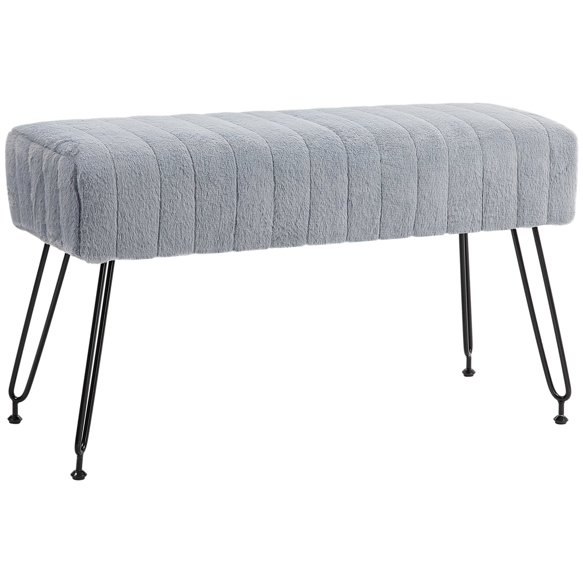 Logidon bank met faux fur look grijs 82x30x47 cm metalen poten