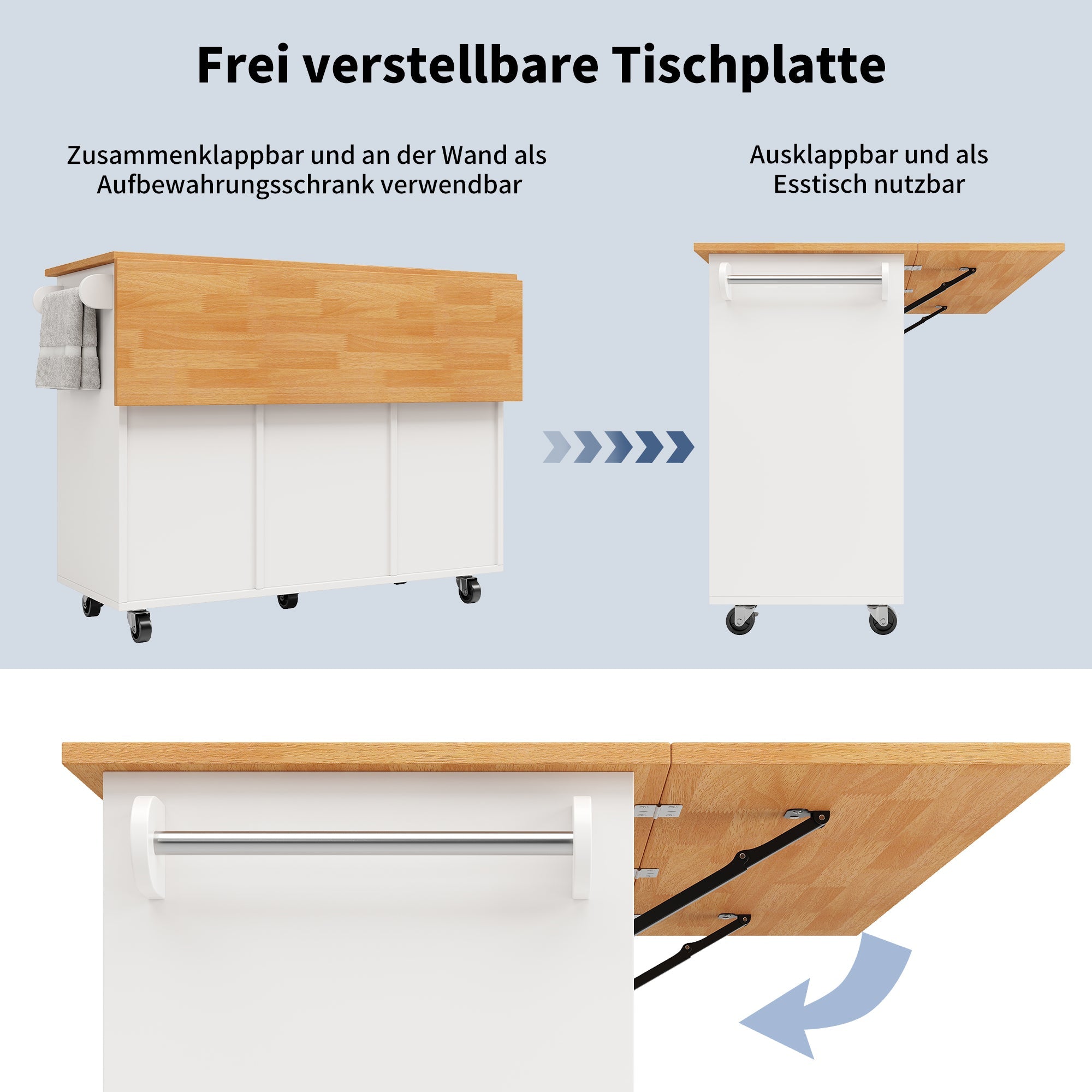 Logidon Modern Keukeneiland Uitschuifbare Keukentrolley Wit 8 Laden
