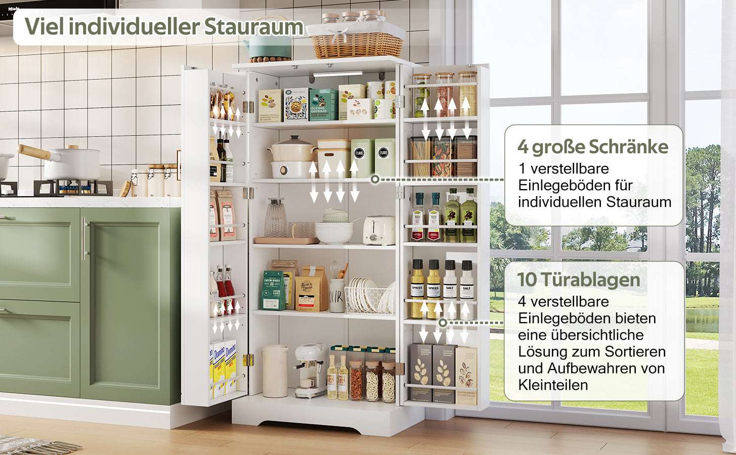 Logidon keukenkast wit 60x35x128 cm met LED sensorlicht