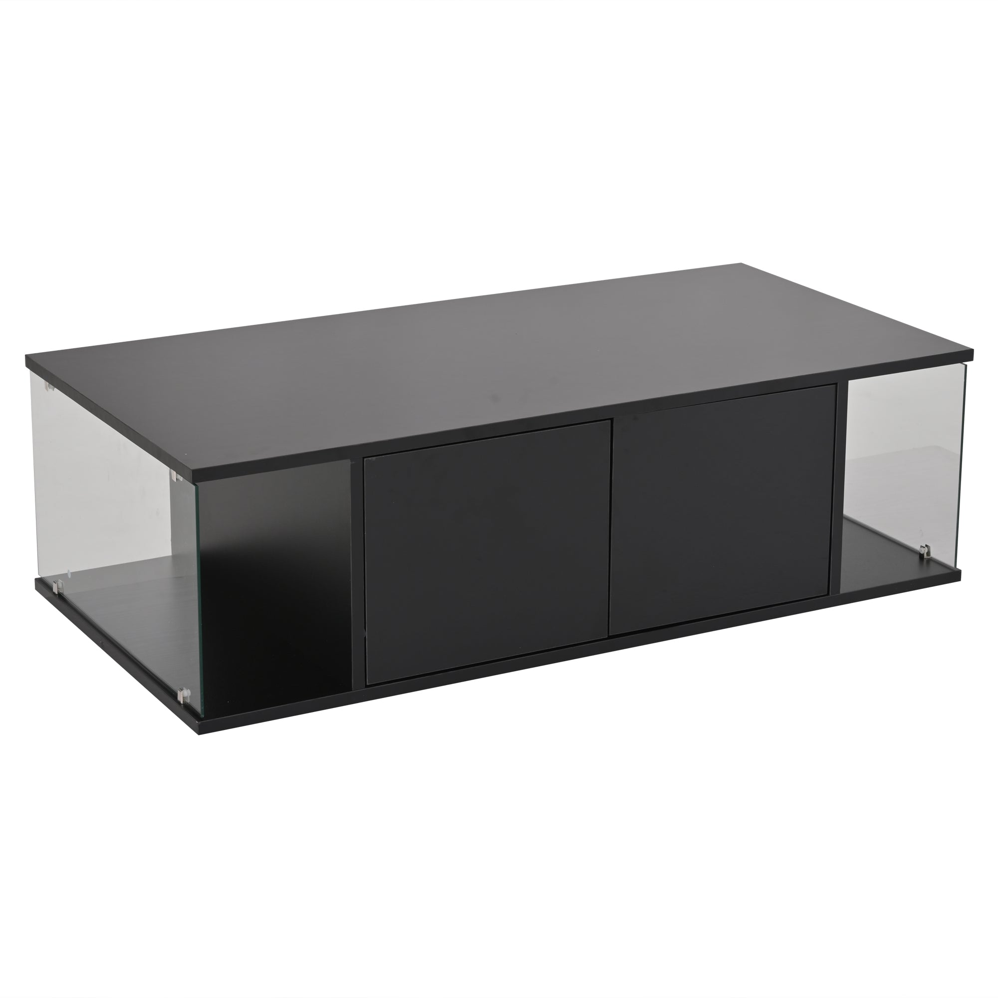 Logidon salontafel 100x50x30 cm zwart hoogglans LED 2 kasten
