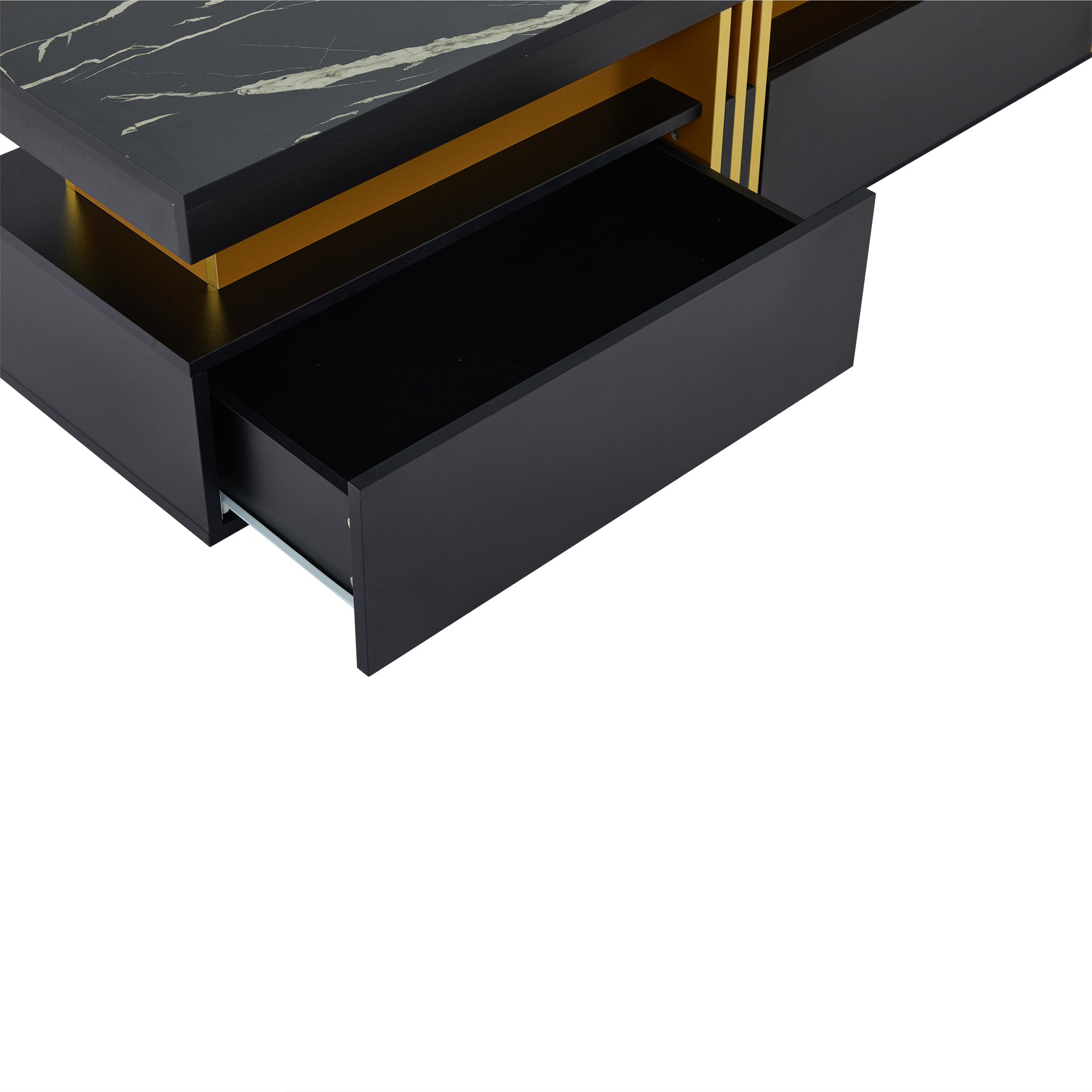 Logidon Zwarte tv-wandmeubelset 2 tv-kast salontafel marmerlook