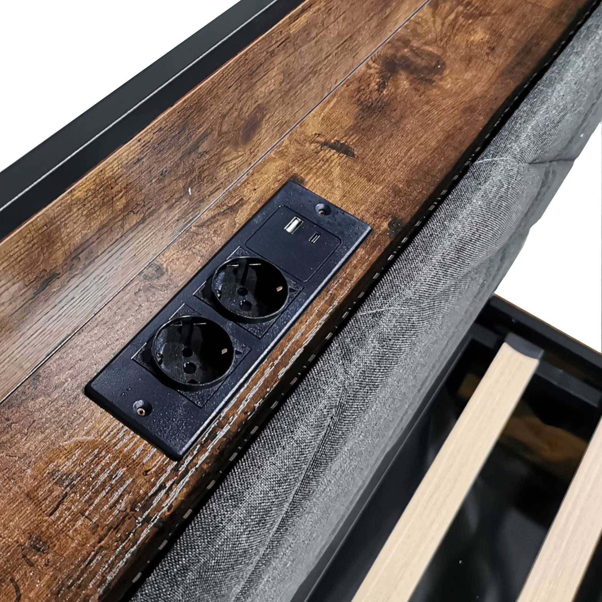 Logidon hemelbed 90x190 zwart met opbergruimte hydraulisch LED USB-C