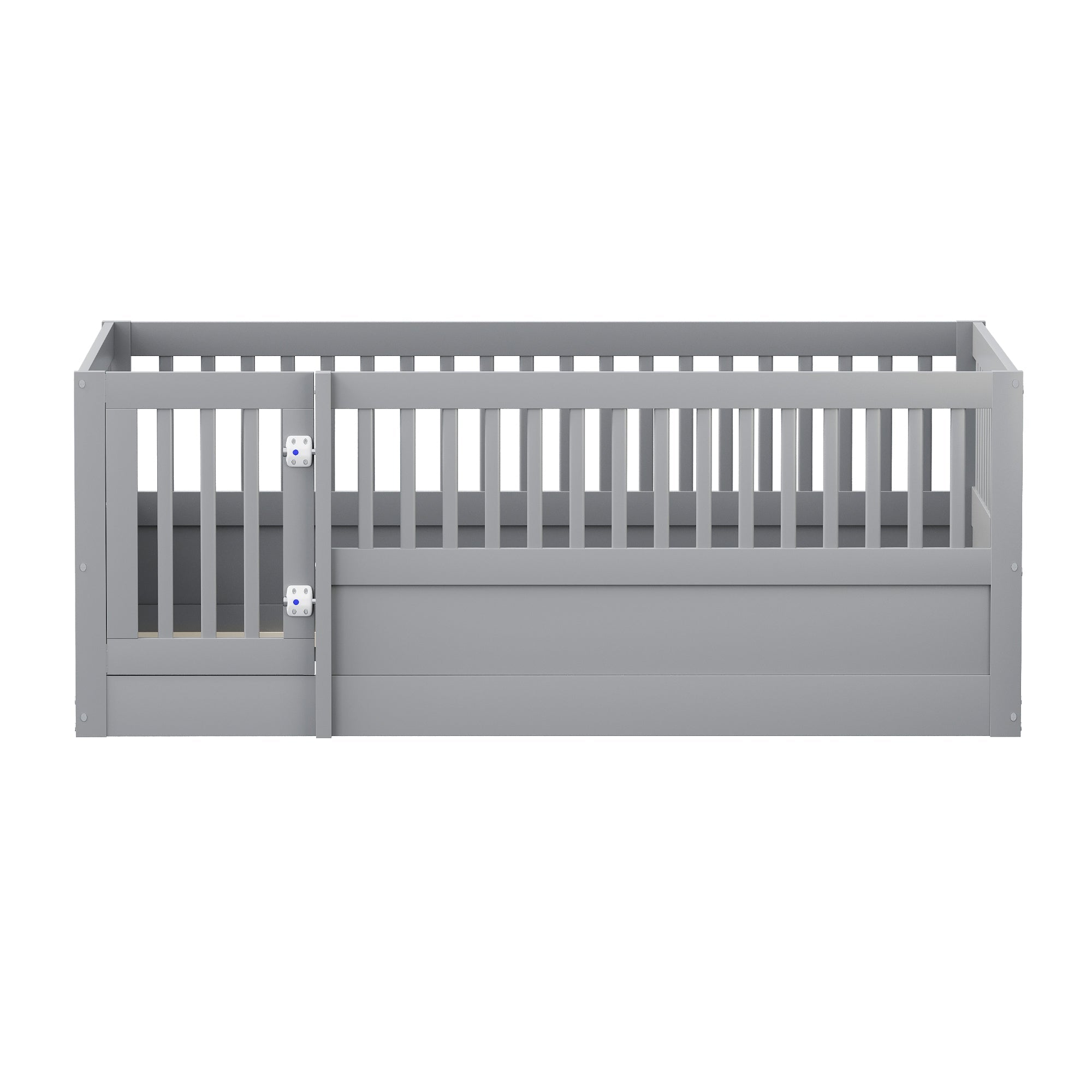 Logidon children's bed 140x200cm gray wooden bed frame with grid