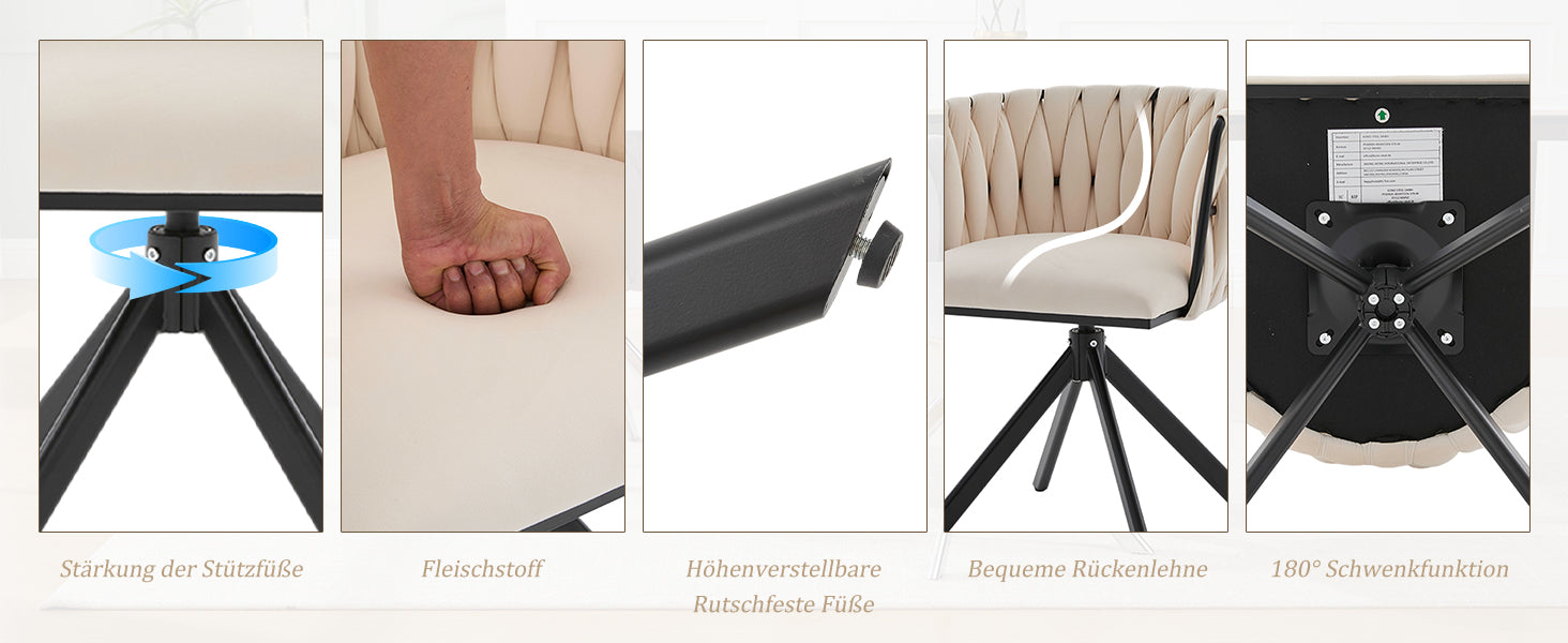 Logidon velours fauteuils met 180 graden draaifunctie, set van 2 Ivoor
