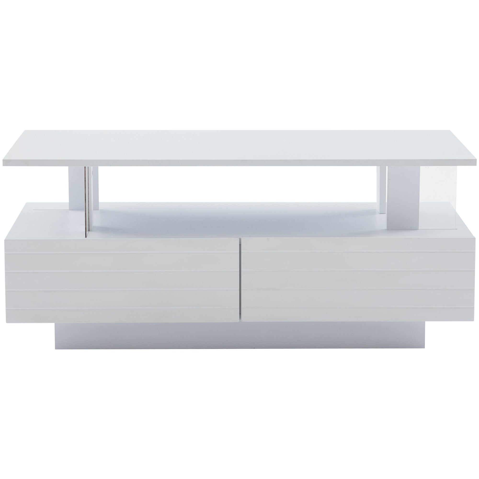 Logidon Witte LED Salontafel met Opbergruimte Bluetooth App Bediening 100x50x42 Cm