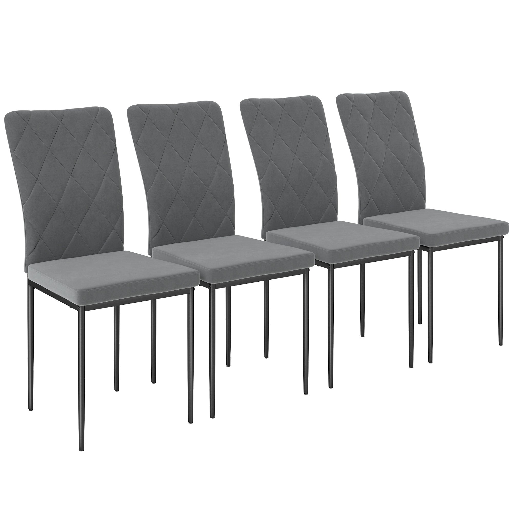 Logidon eetkamerstoelen set van 4 donkergrijze velours rugleuning