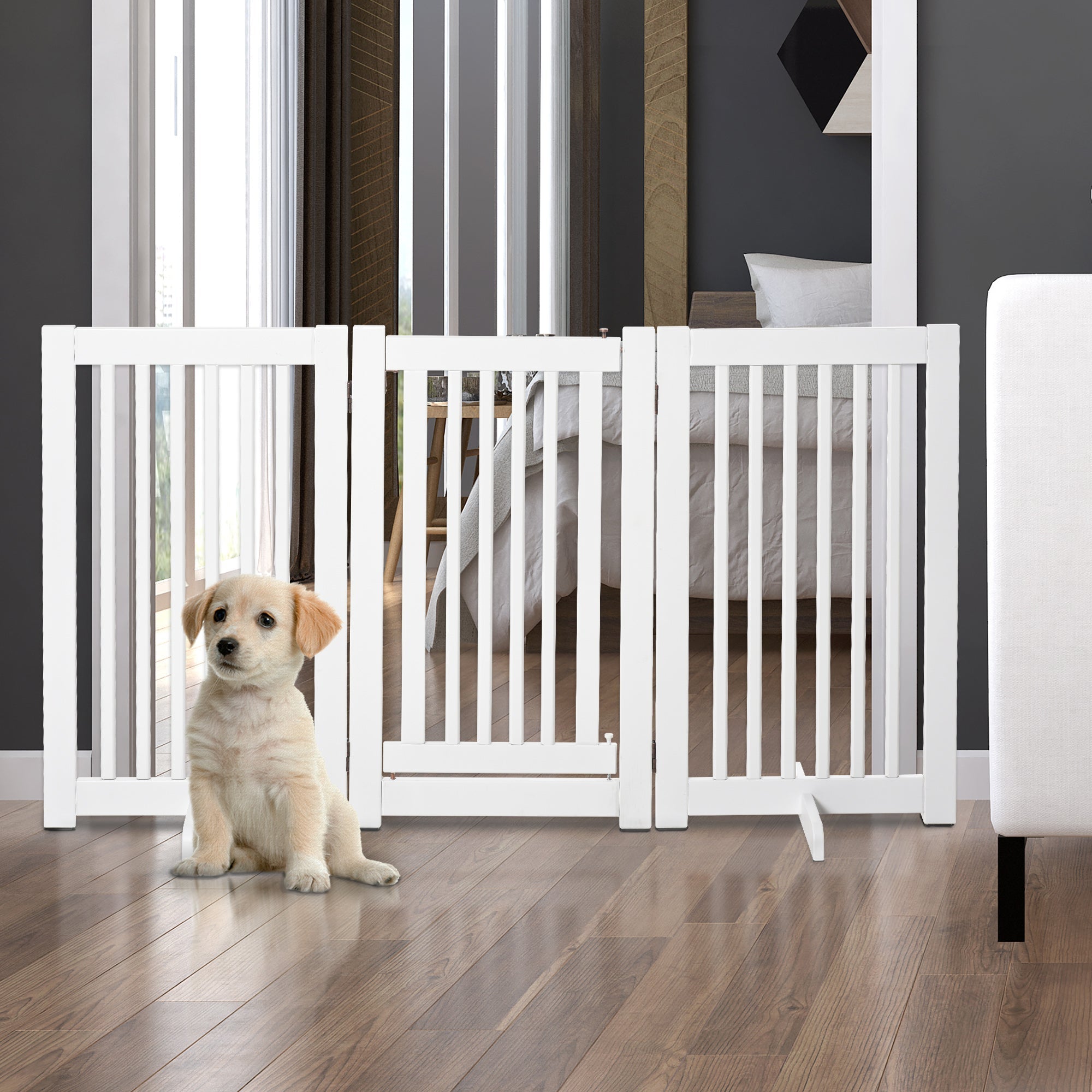 Logidon hek wit MDF 155 x 76 cm verstelbaar opvouwbaar