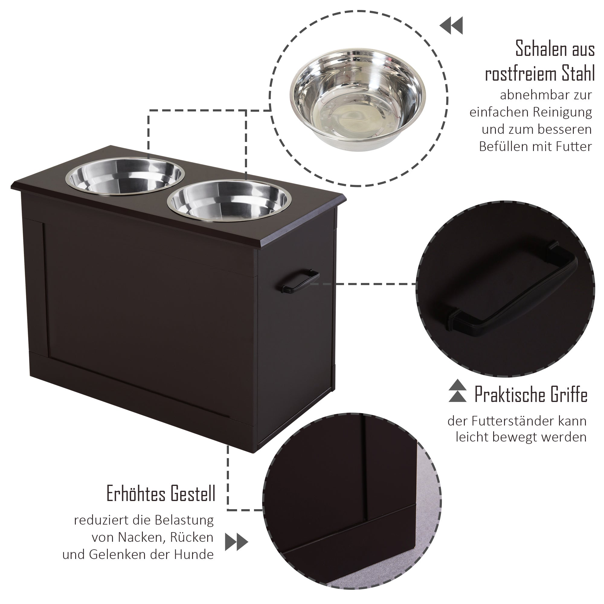 Logidon Fressnapf MDF Bruin Espresso 60x30x41 cm Opbergruimte 2 kommen