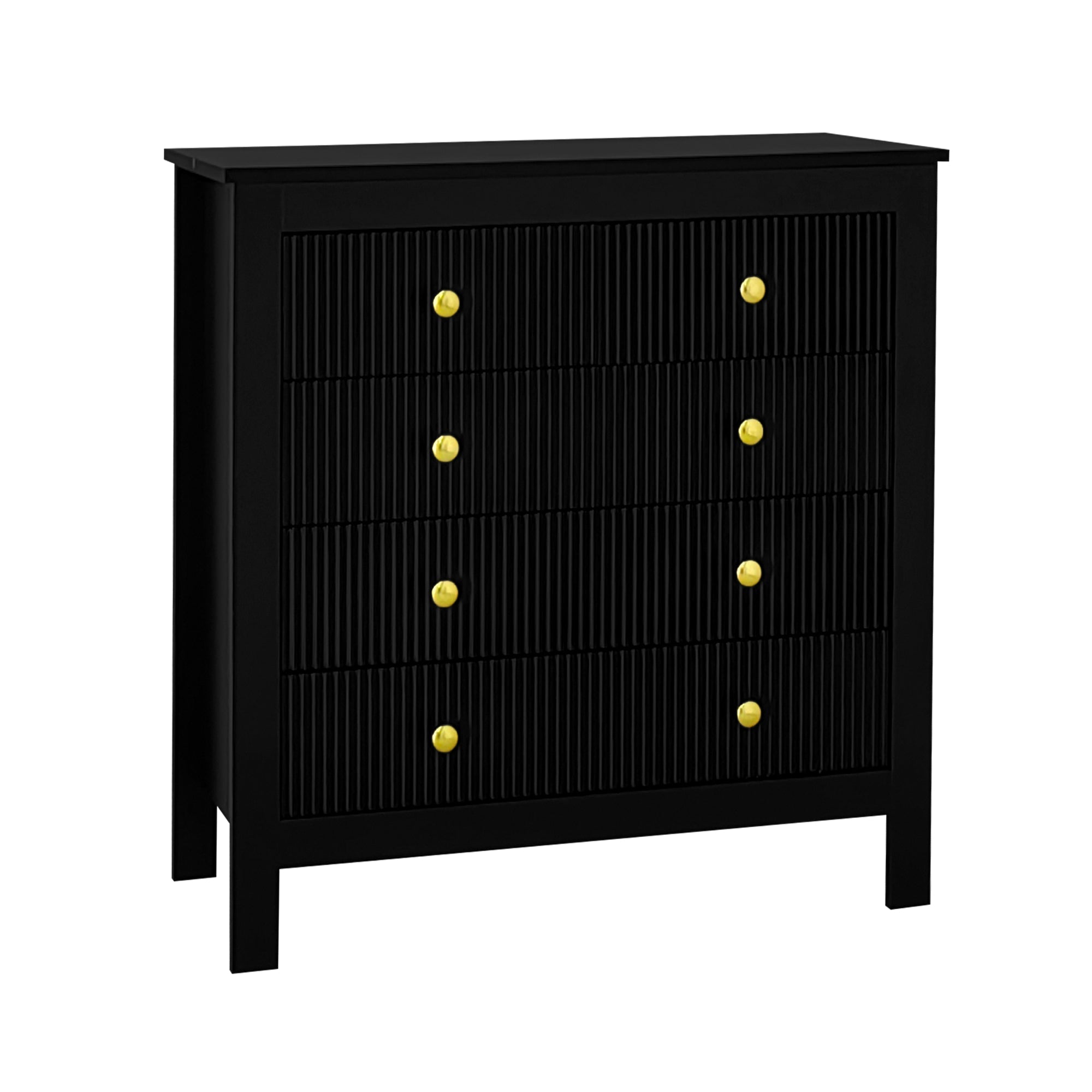 Logidon Dressoir 5 Laden Zwarte Ladekast Met Gouden Handgrepen 79 cm
