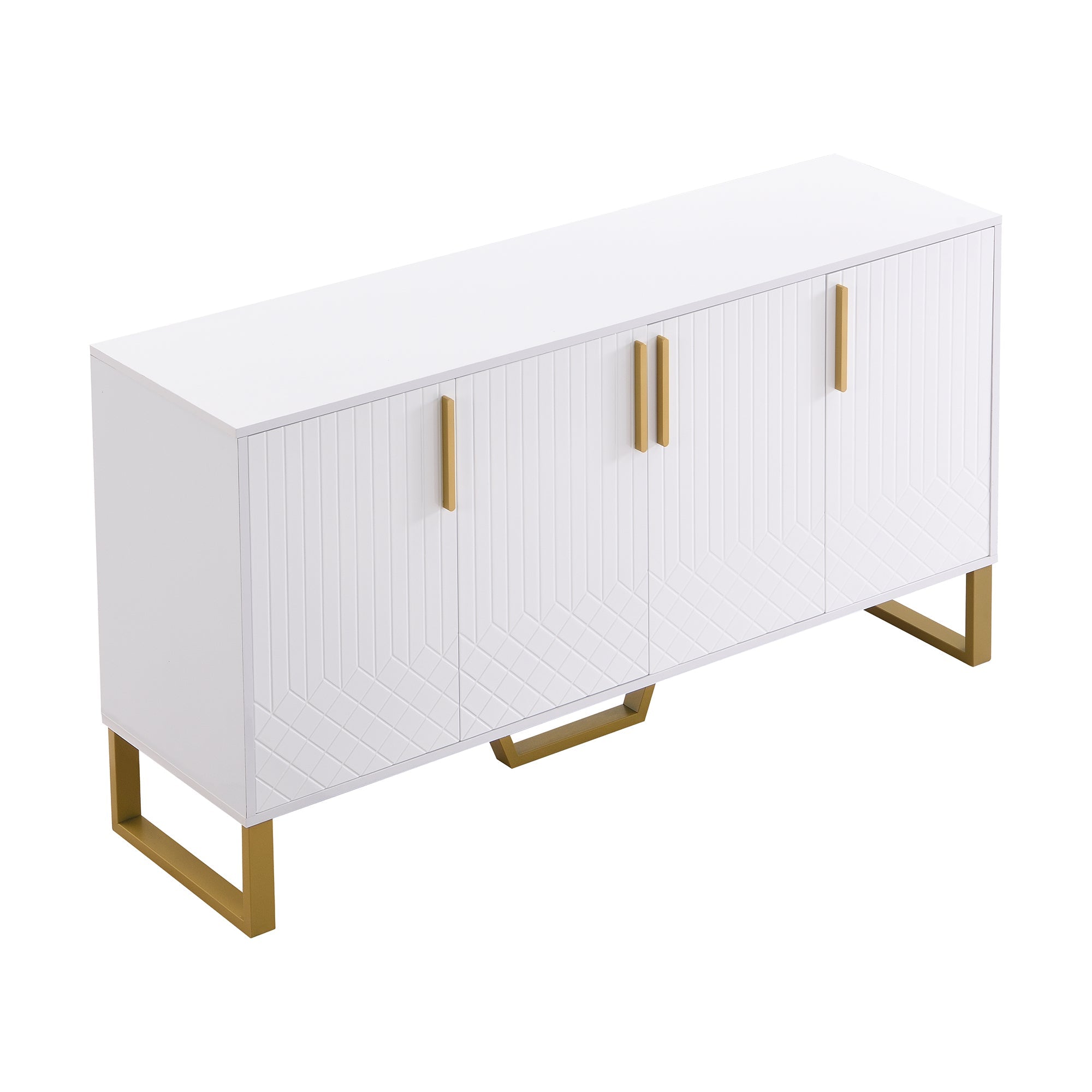 Logidon hoogglans dressoir wit 4 deuren geometrisch ontwerp 140x40x80