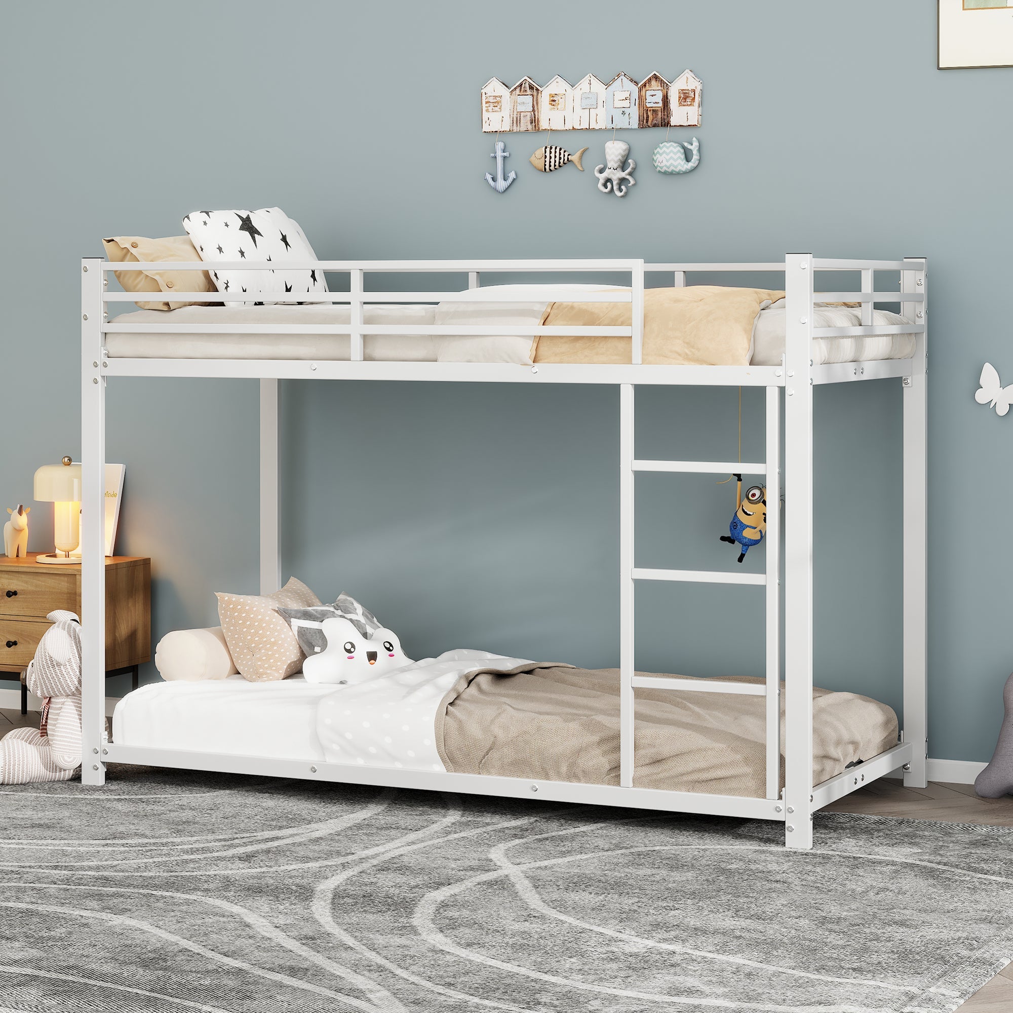 Logidon stapelbed 90x200 metaal wit klassieke vorm