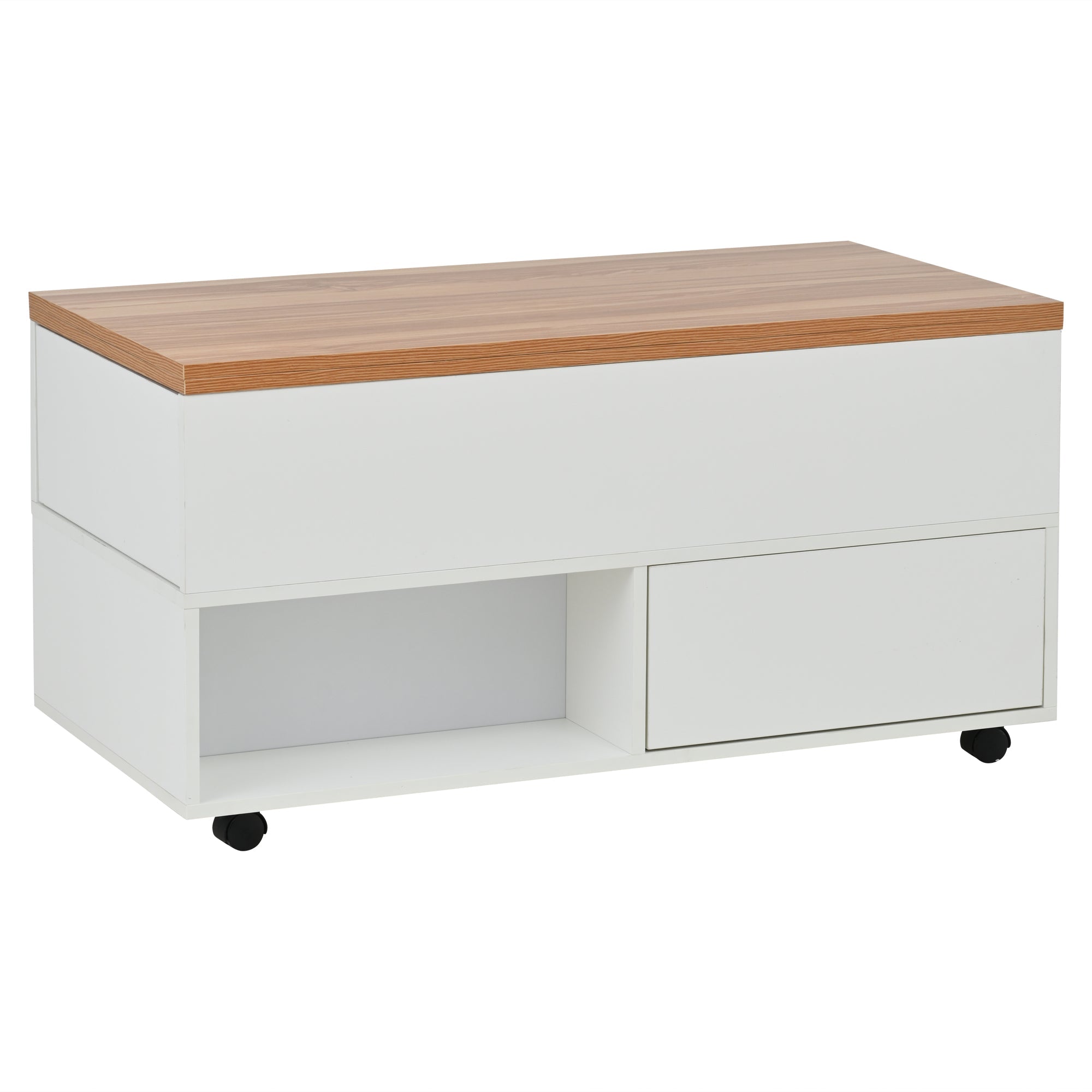 Logidon salontafel Lift Top 100x50 wit houtlook met 4 lades