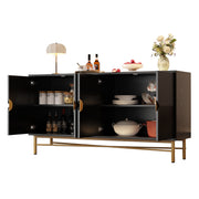 Logidon dressoir luxe structuur 160×40×82 cm zwarte hoogglans poten