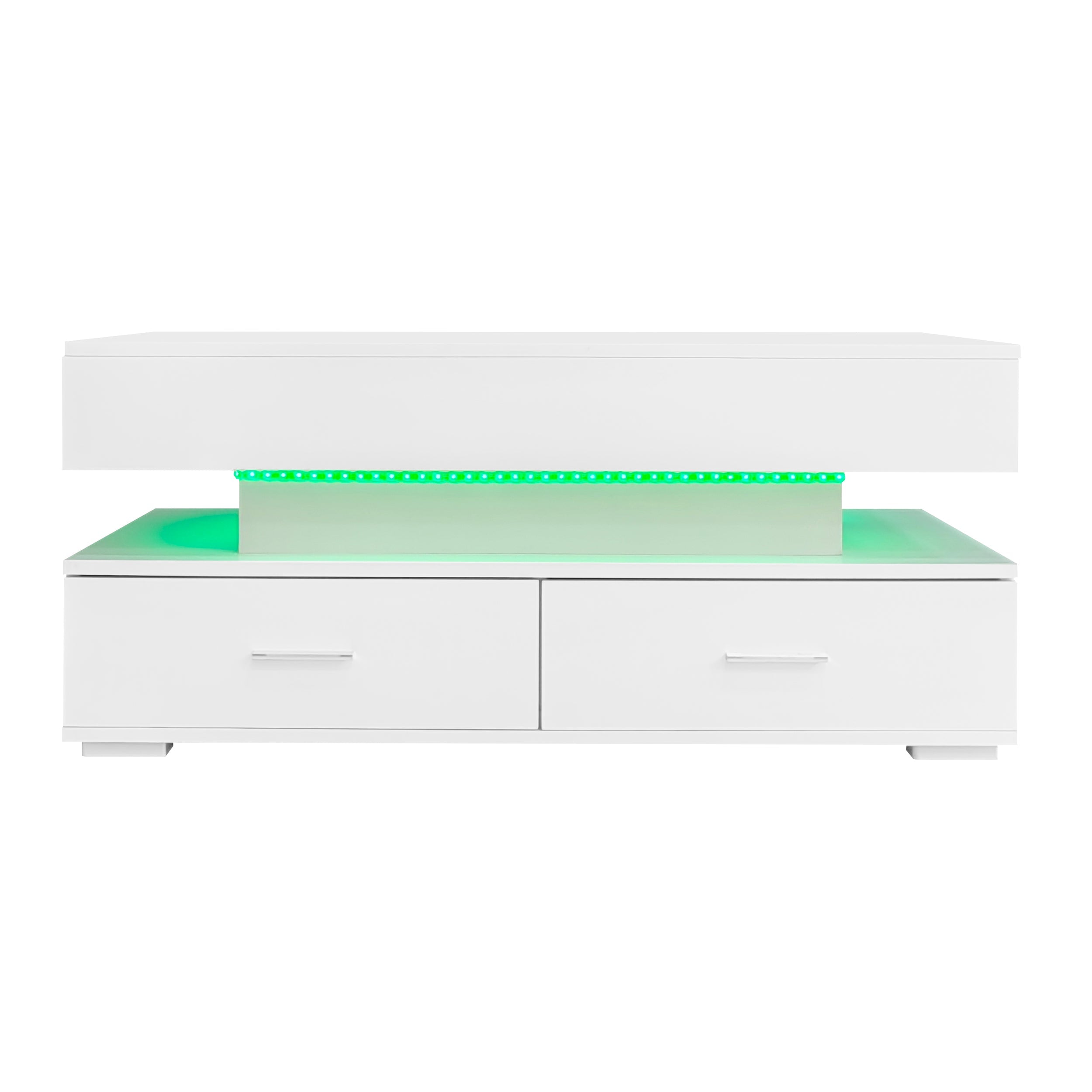 Logidon Hydraulisch in hoogte verstelbare salontafel 100x50x44 cm Wit LED