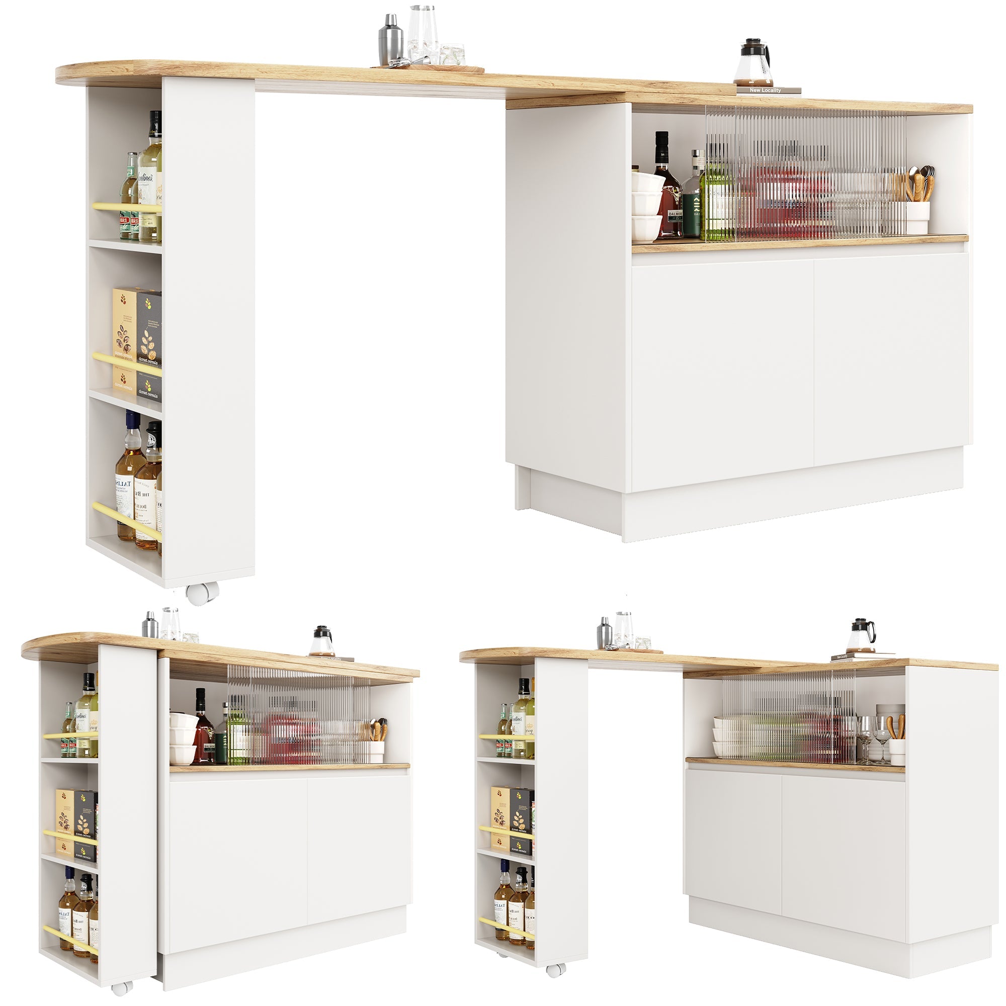 Logidon 360° draaibaar dressoir wit 90×45×100 cm glazen schuifdeur