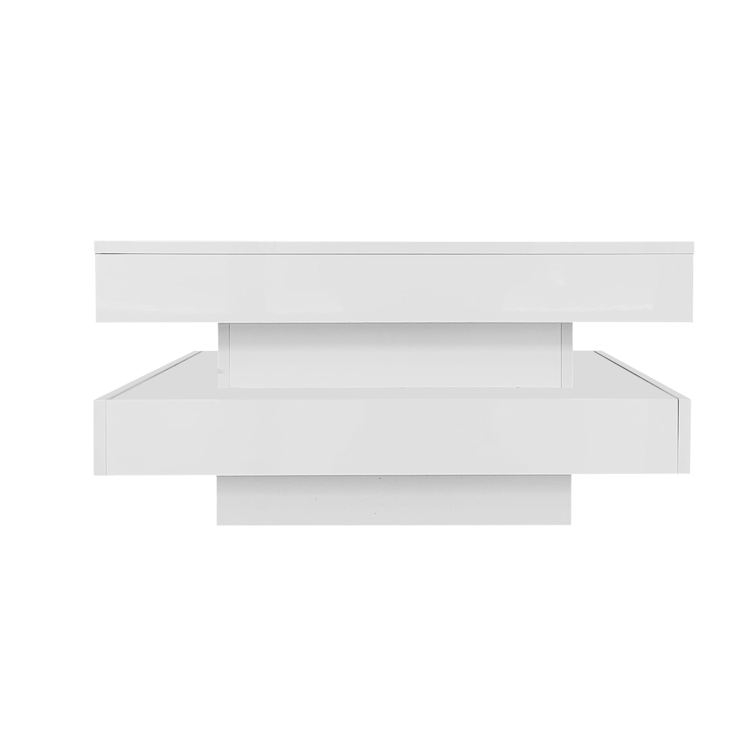 Logidon witte hoogglans salontafel 70x70x36 cm met draaiplaat en 16-kleuren LED