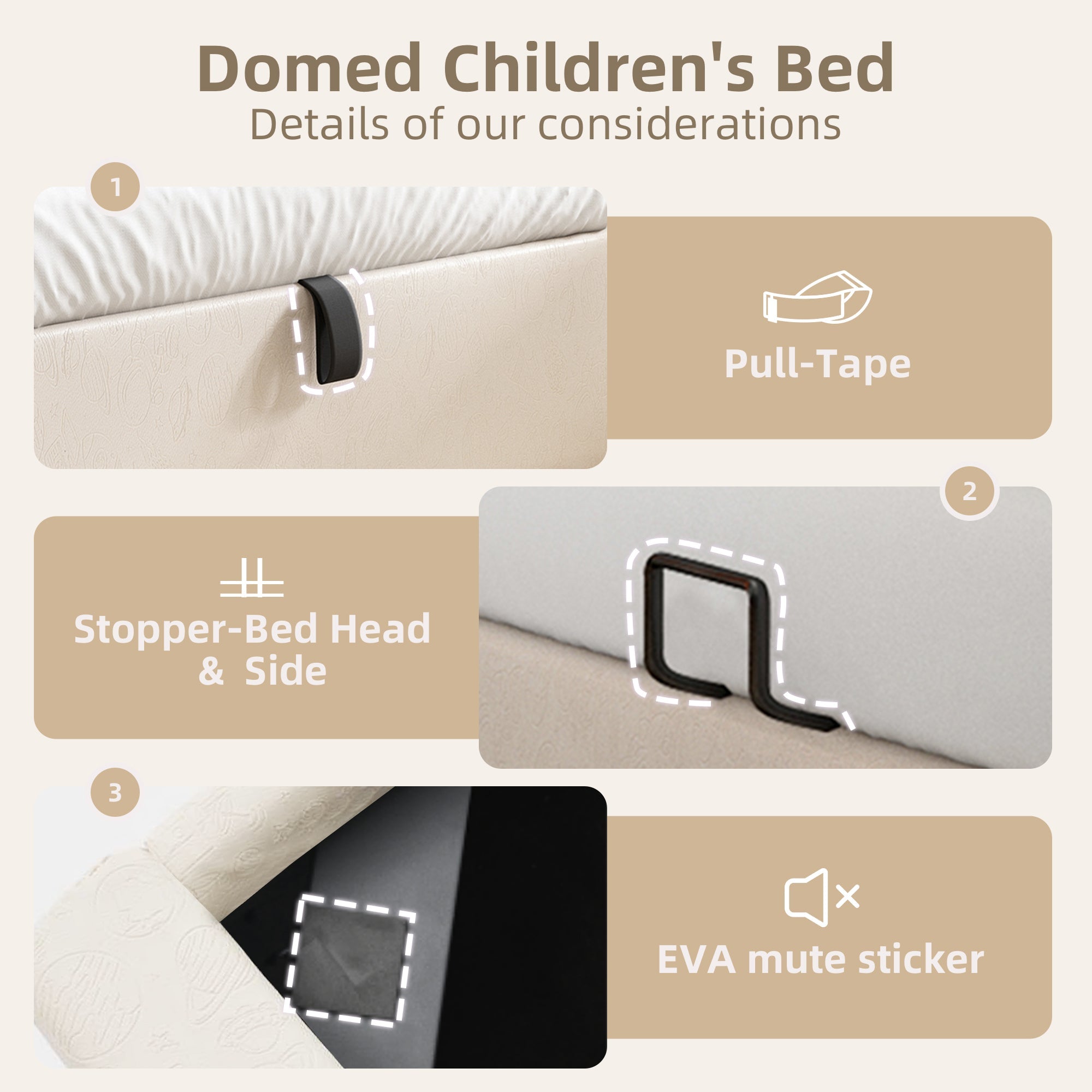 Logidon gestoffeerd bed kinderbed 90x200 beige kosmisch patroon