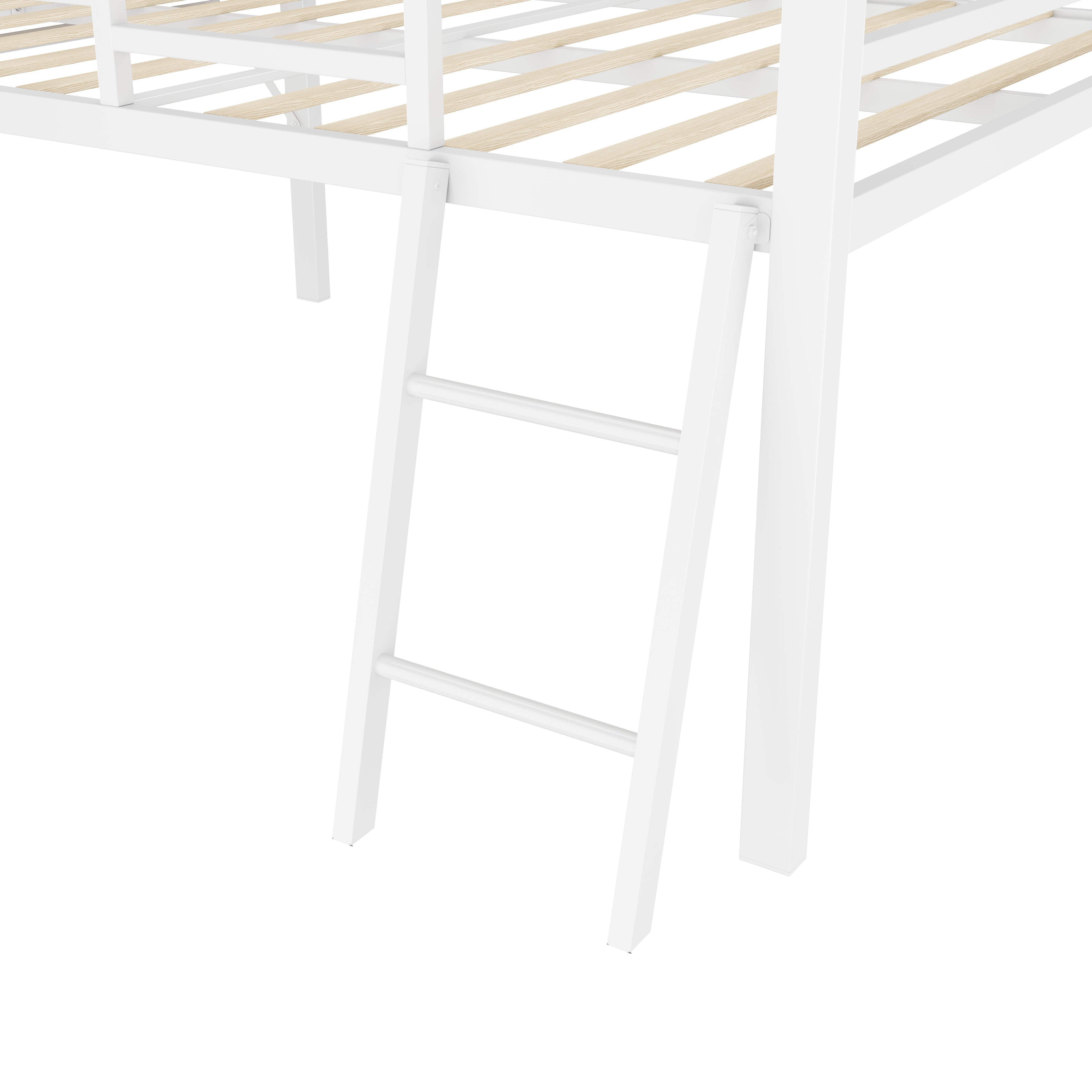 Logidon vlakbed metalen bed 140x200 witte reling LED-lichtstrip