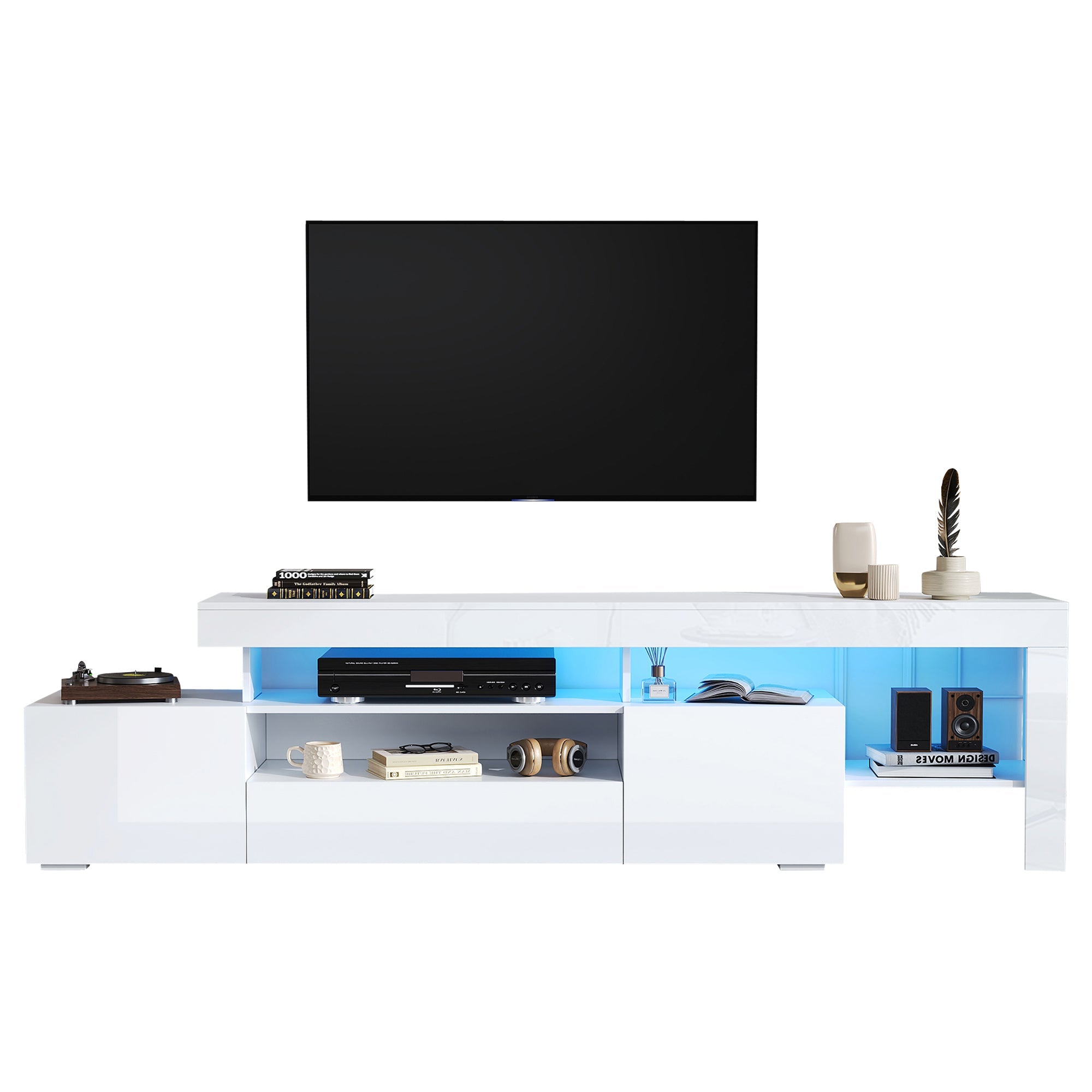 Logidon TV-meubel 192 x 37 x 53 cm witte hoogglans LED-verlichting