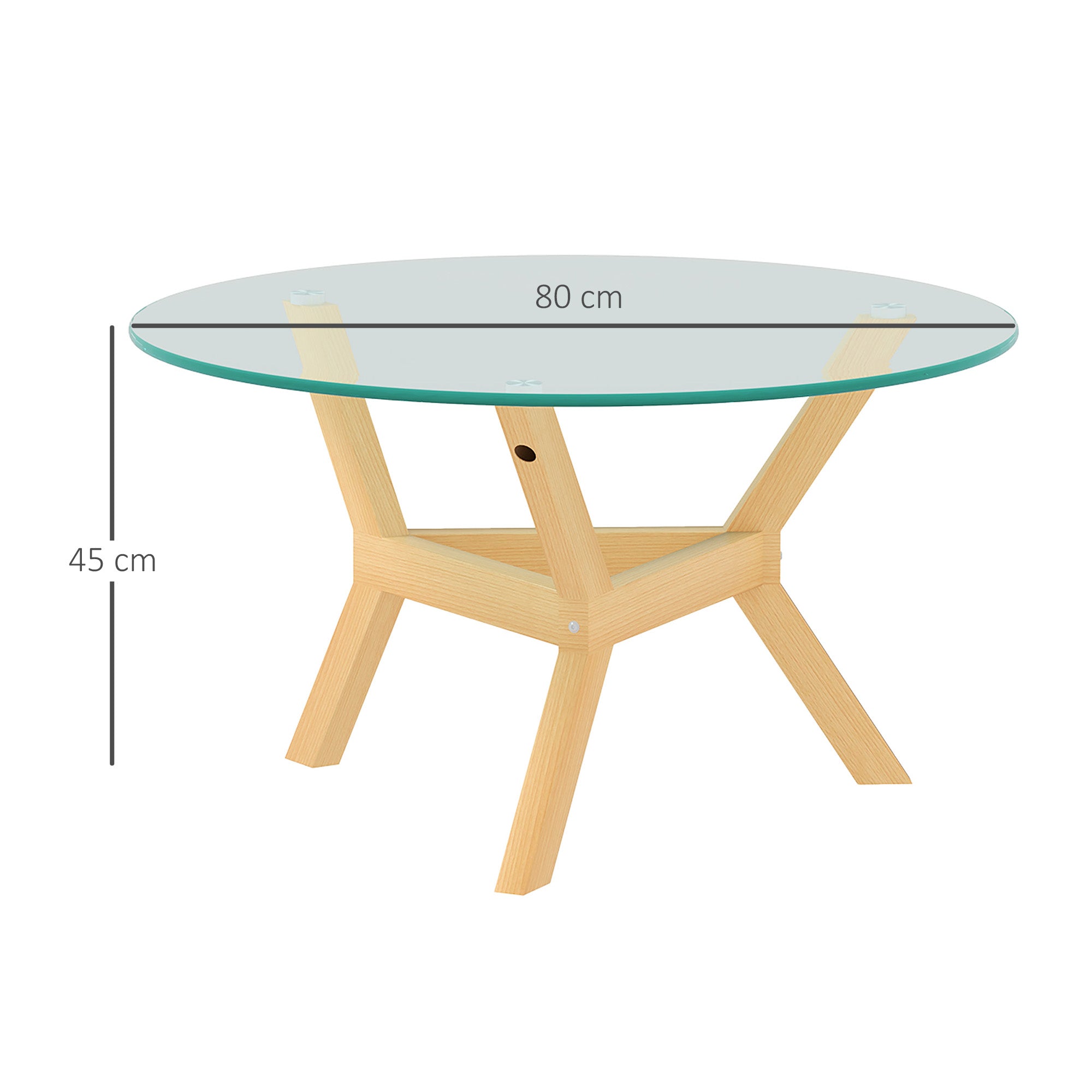 Logidon Salontafel Gehard Glas Ø80 Transparant Verstelbare Voetkussens