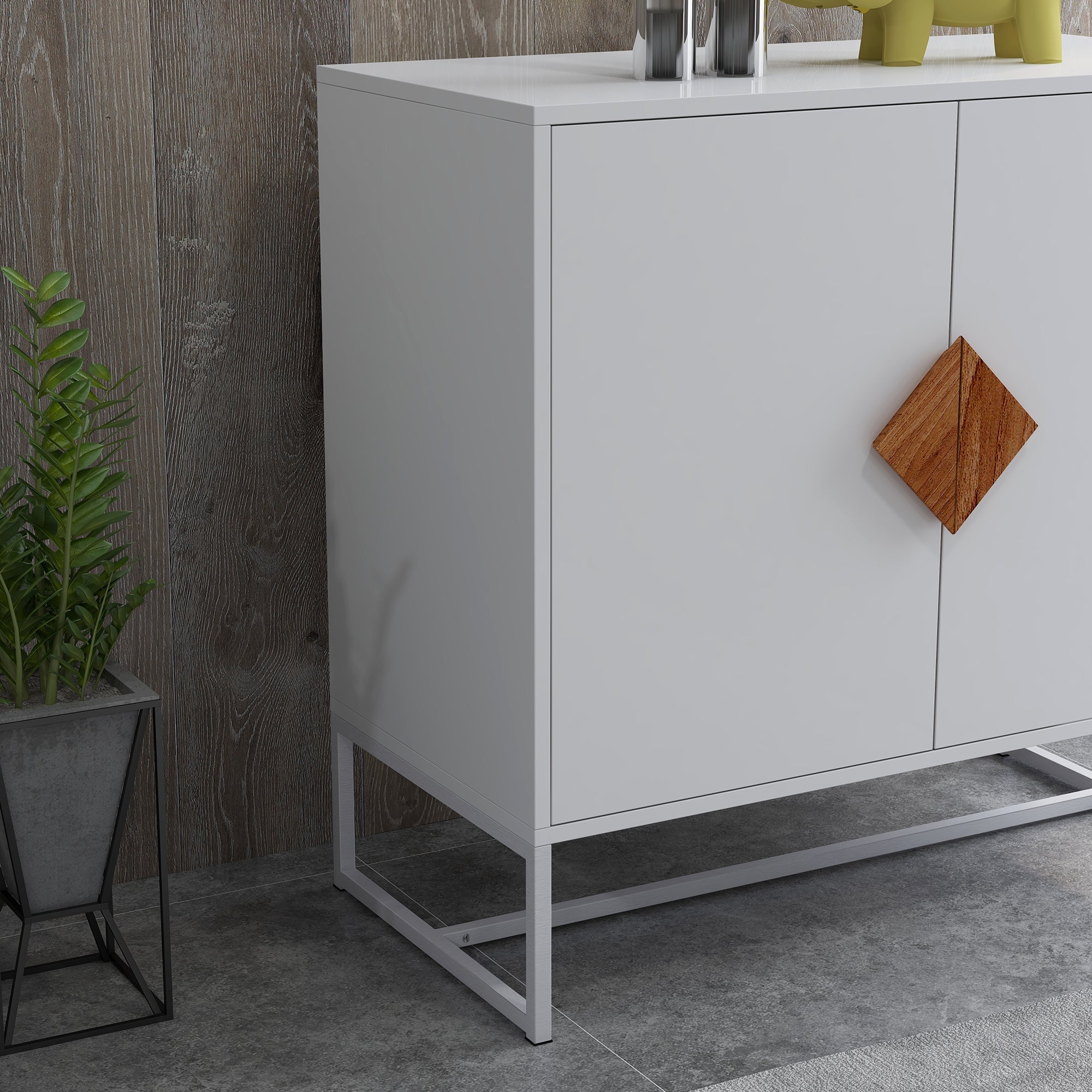 Logidon Wit Dressoir MDF 2 Deuren met Vierkante Handgrepen 80x40x75 cm