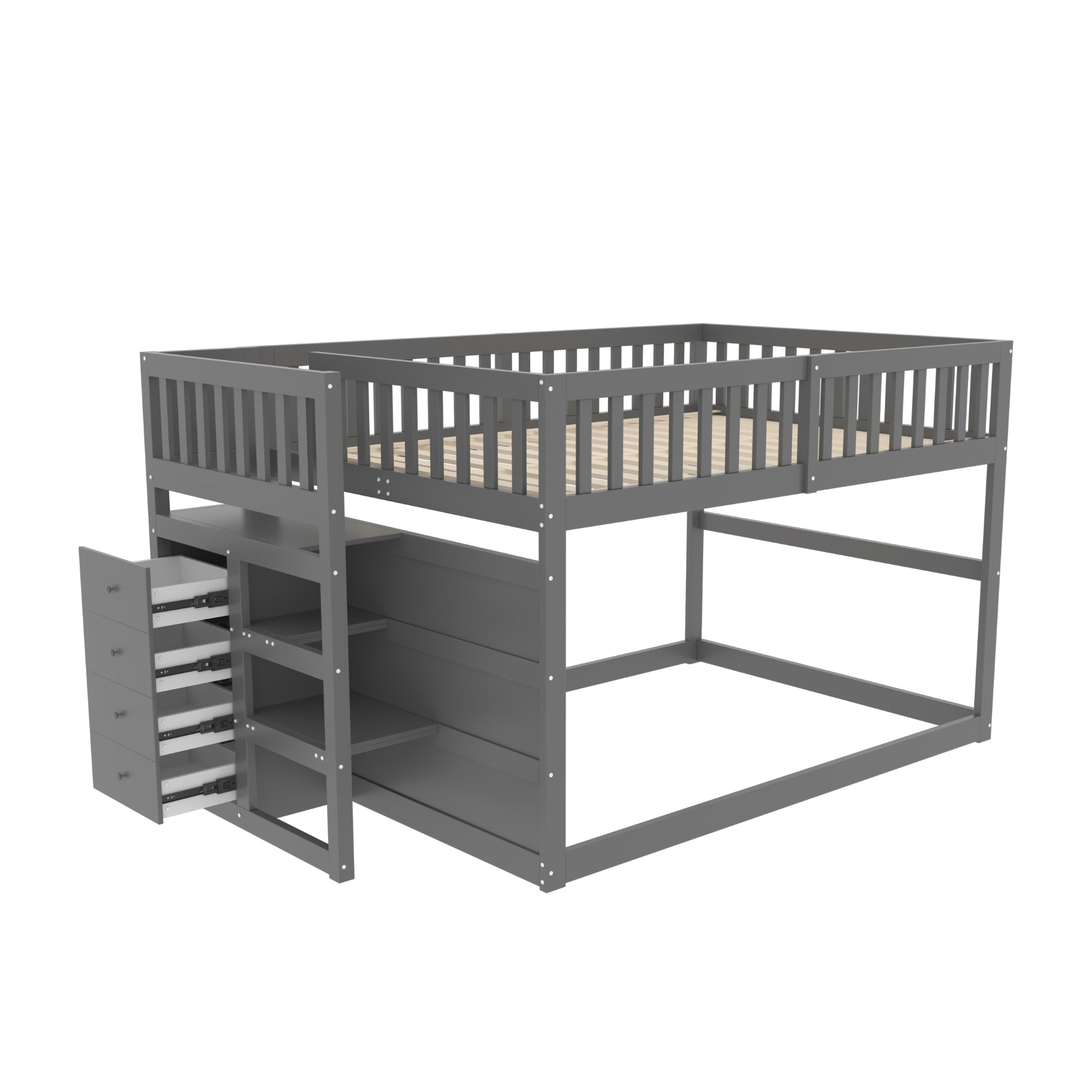 Logidon laag stapelbed 140x200 grijs veiligheidsstapelbed