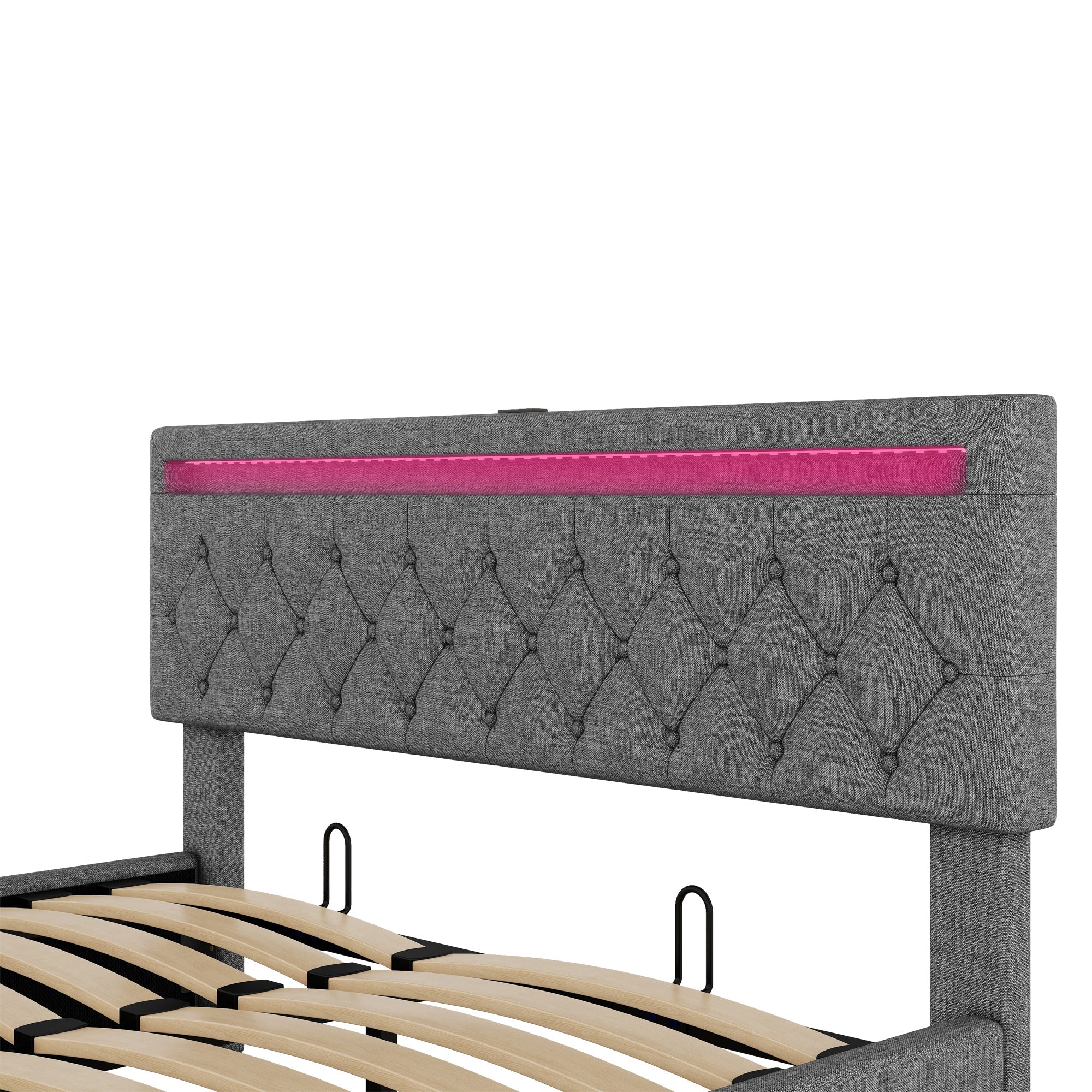 Logidon grijs gestoffeerd bed 160x200 cm met LED Ambient USB-C