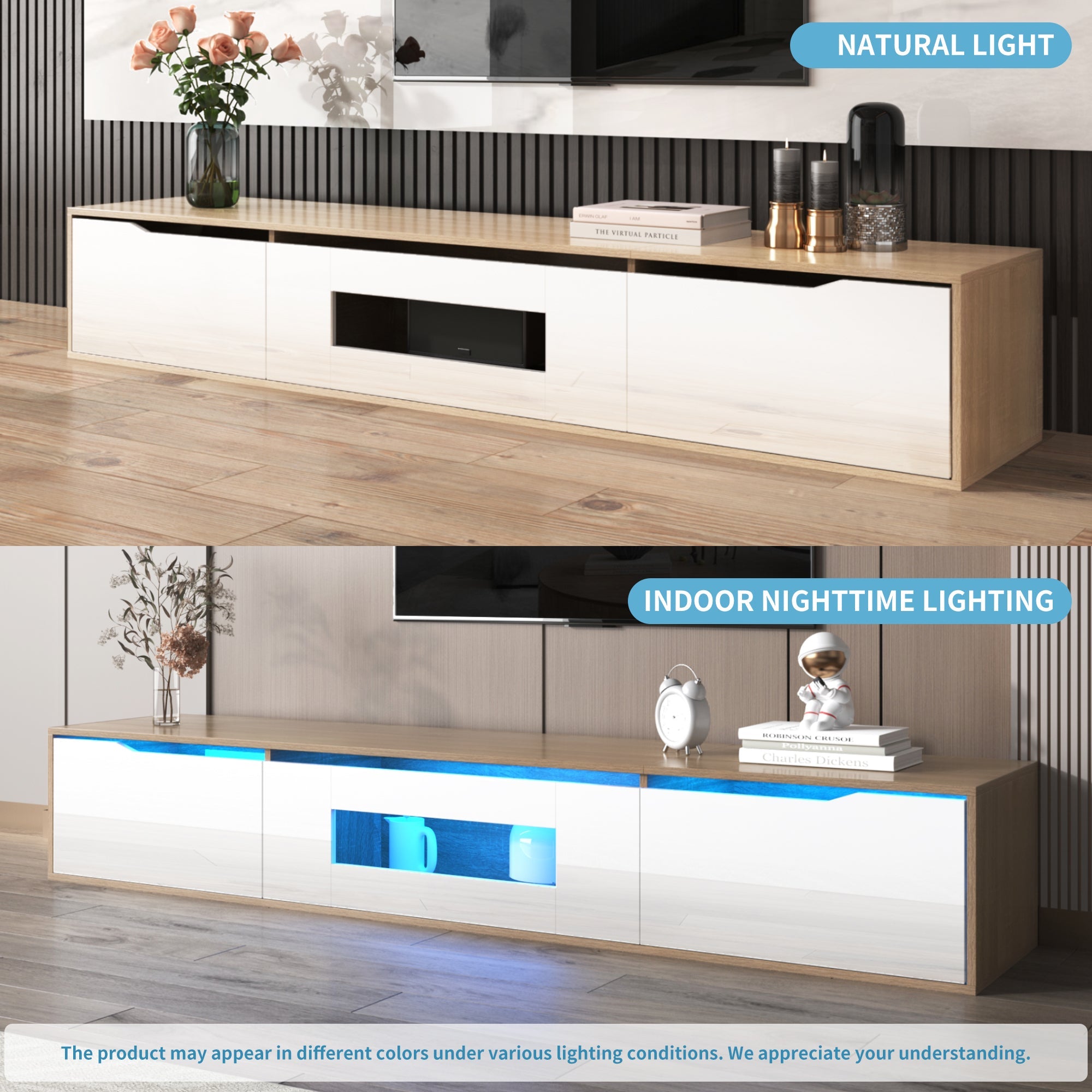 Logidon TV-meubel 180 cm hoogglans wit met kleurwisselende LED