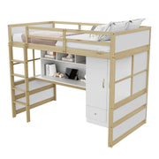 Logidon hoogslaper 90x200 cm met bureau en opbergruimte naturel hout