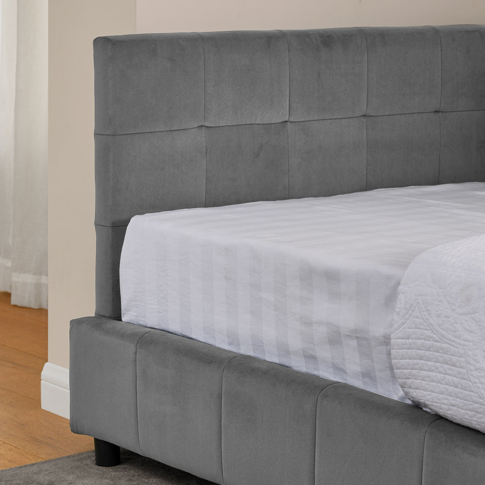 Logidon single bed 90x200 cm velvet dark gray high back