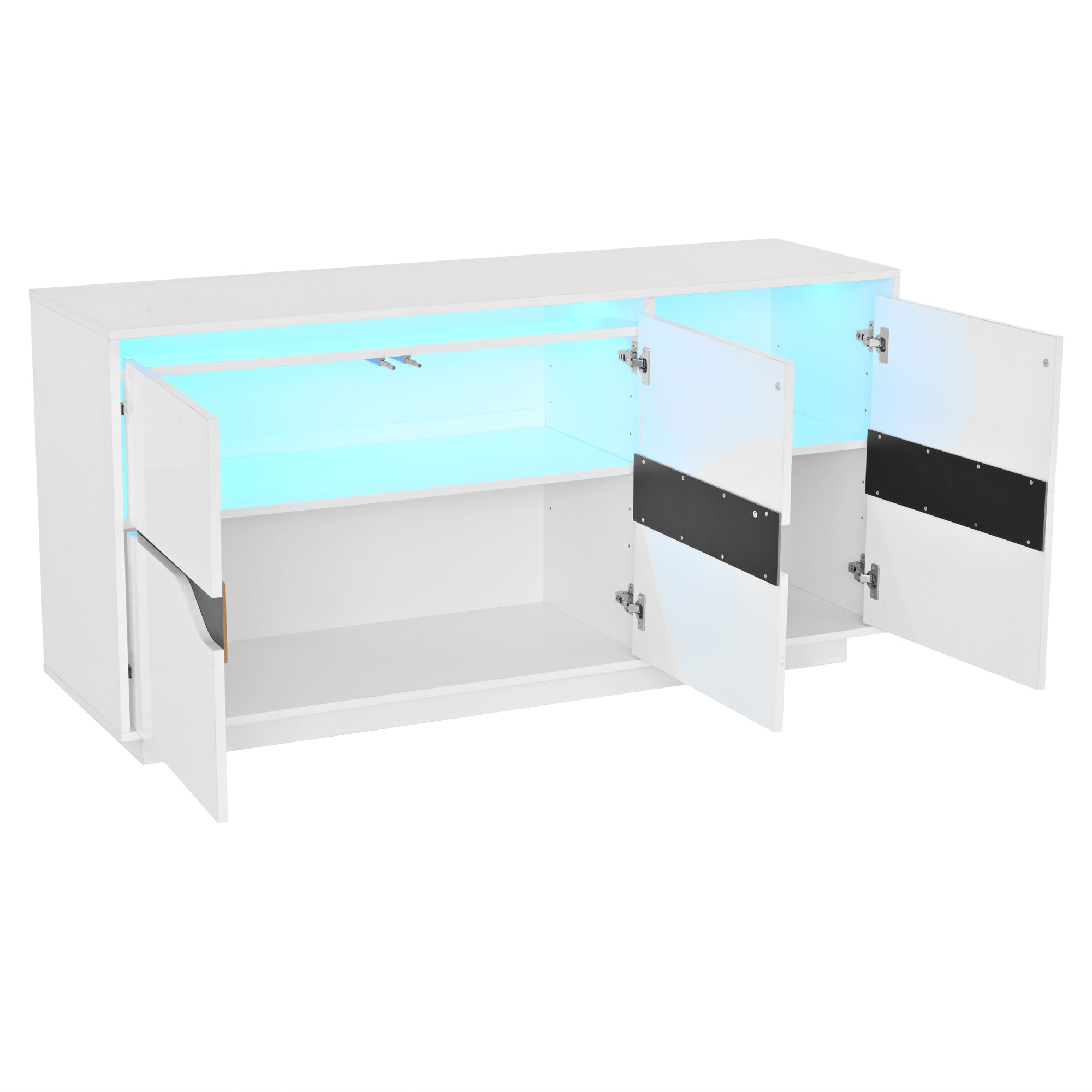 Logidon Sideboard 140x40x76 Cm White Black With 3 Doors LED