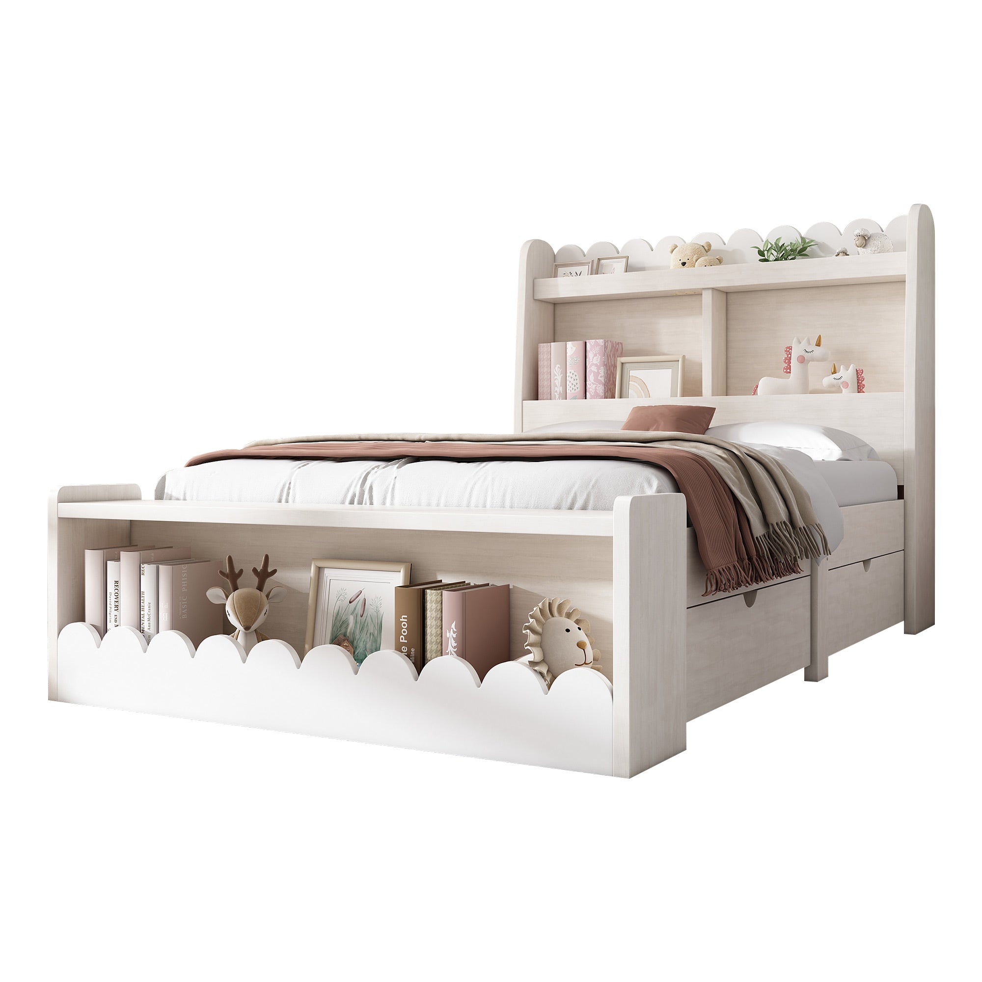 Logidon kinderbed 90x200 wit eiken opberglades