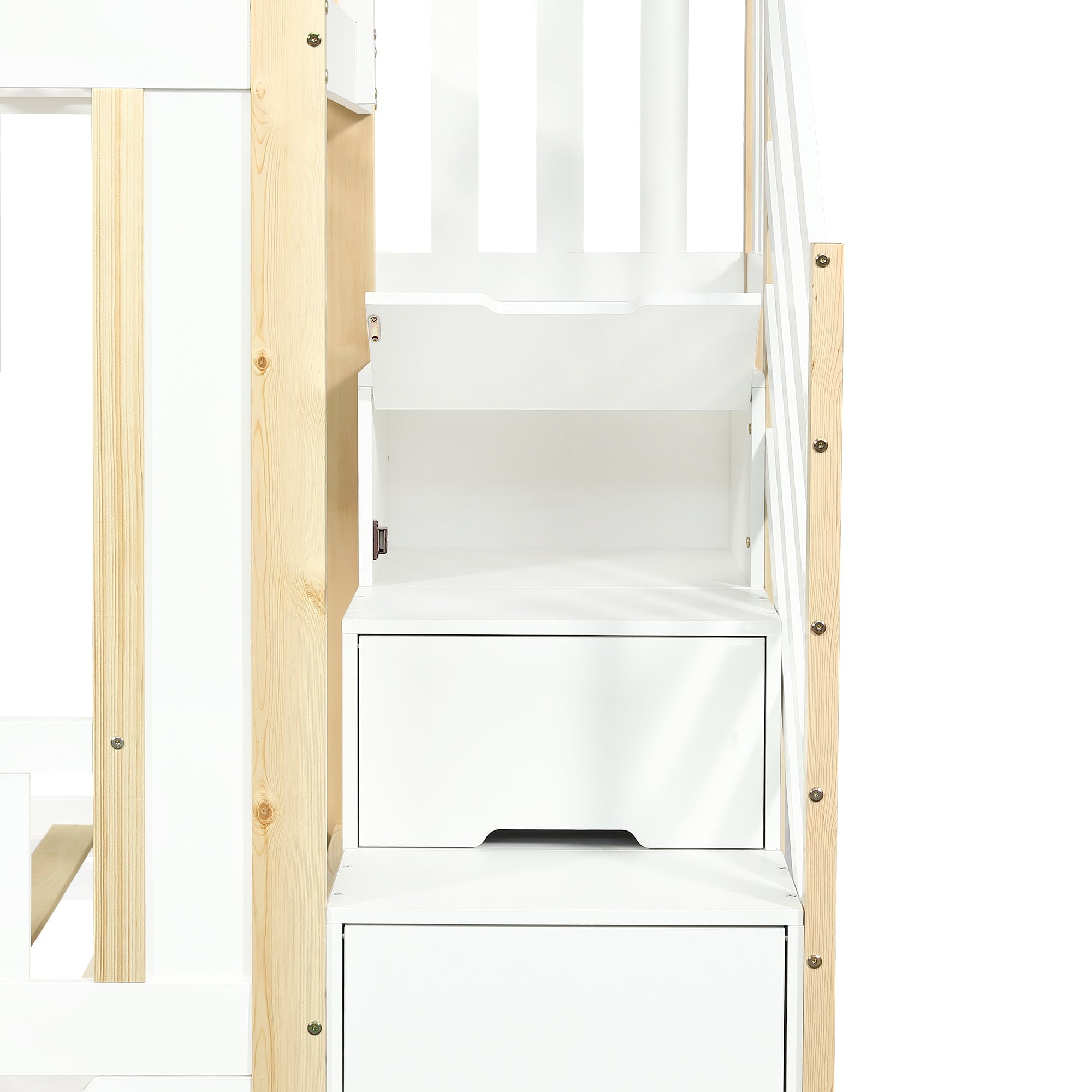 Logidon stapelbed kinderhoogslaper met trapkast opbergruimte 90x200