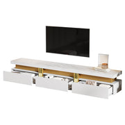 Logidon TV-meubel 200 cm marmerlook drie lades kabelmanagement